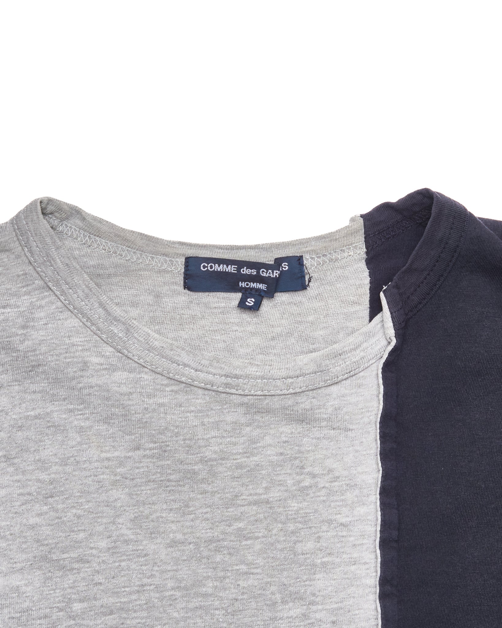 Mid 00s COMME des GARÇONS HOMME Navy & Heather Gray Panelled Long Sleeve Tee