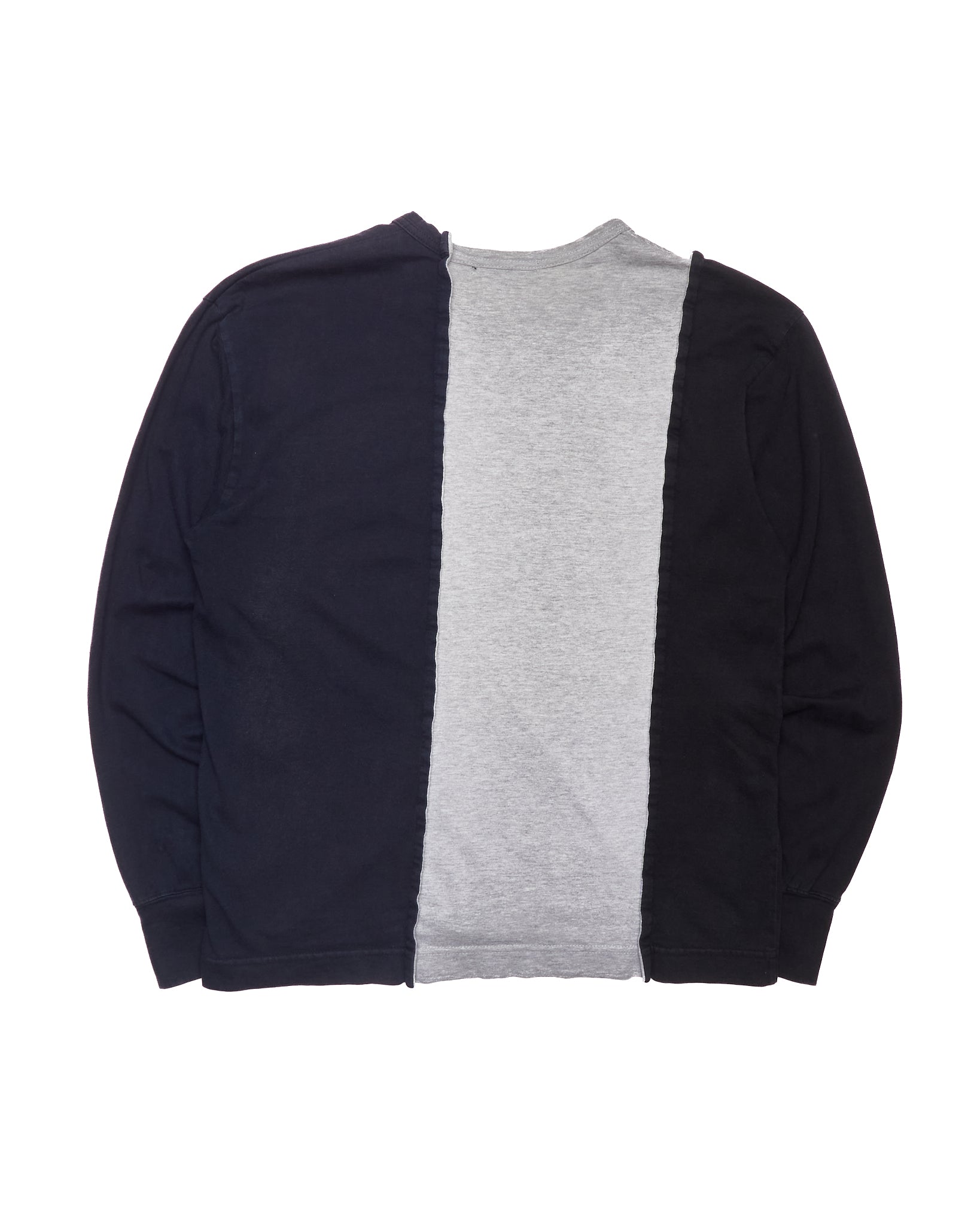 Mid 00s COMME des GARÇONS HOMME Navy & Heather Gray Panelled Long Sleeve Tee