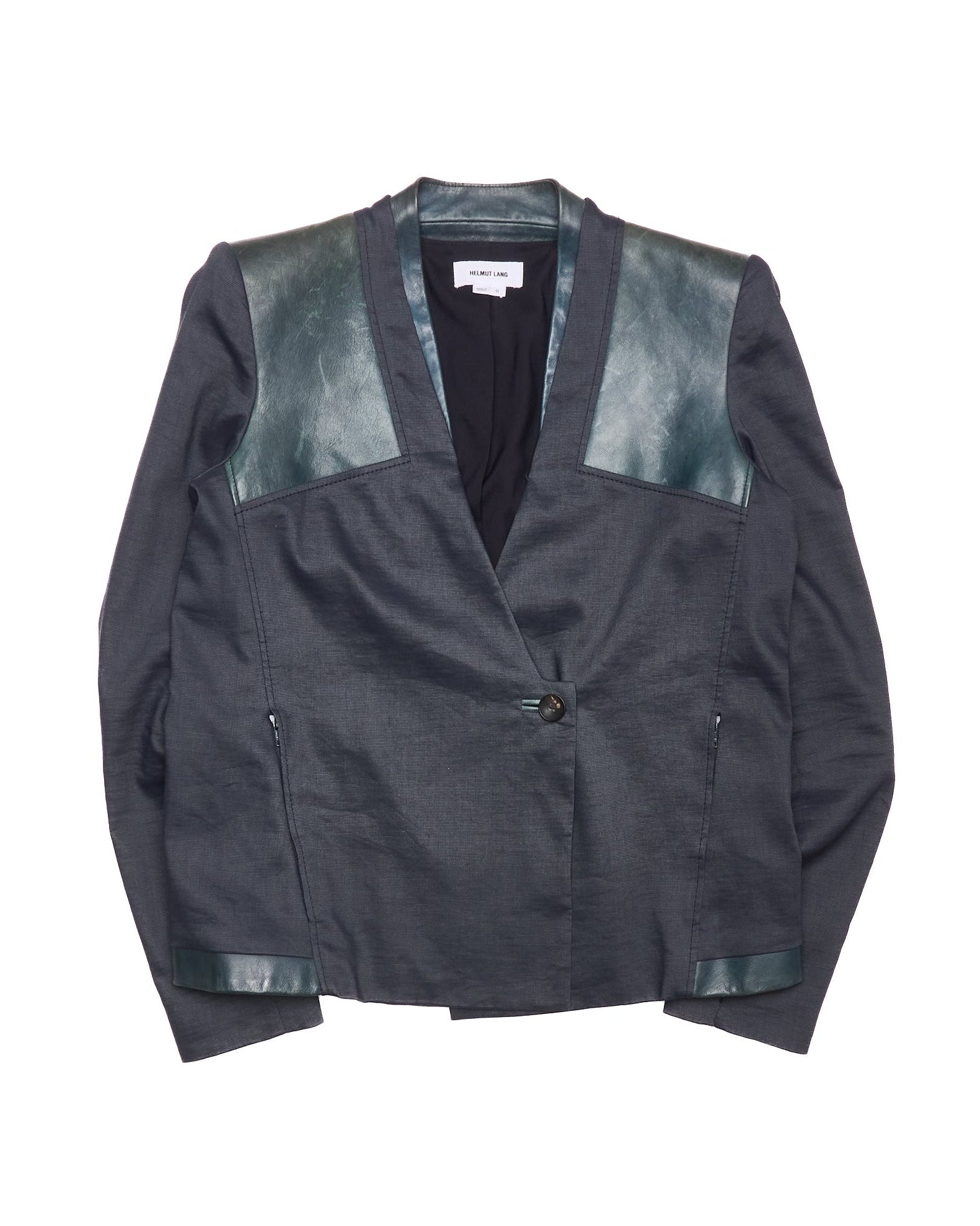 2010s Helmut Lang Leather Accent Panel Blazer