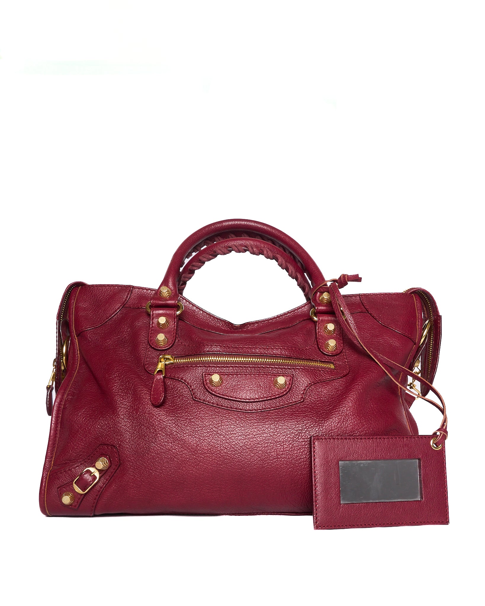 Balenciaga Gold/Burgundy Leather Classic City Bag