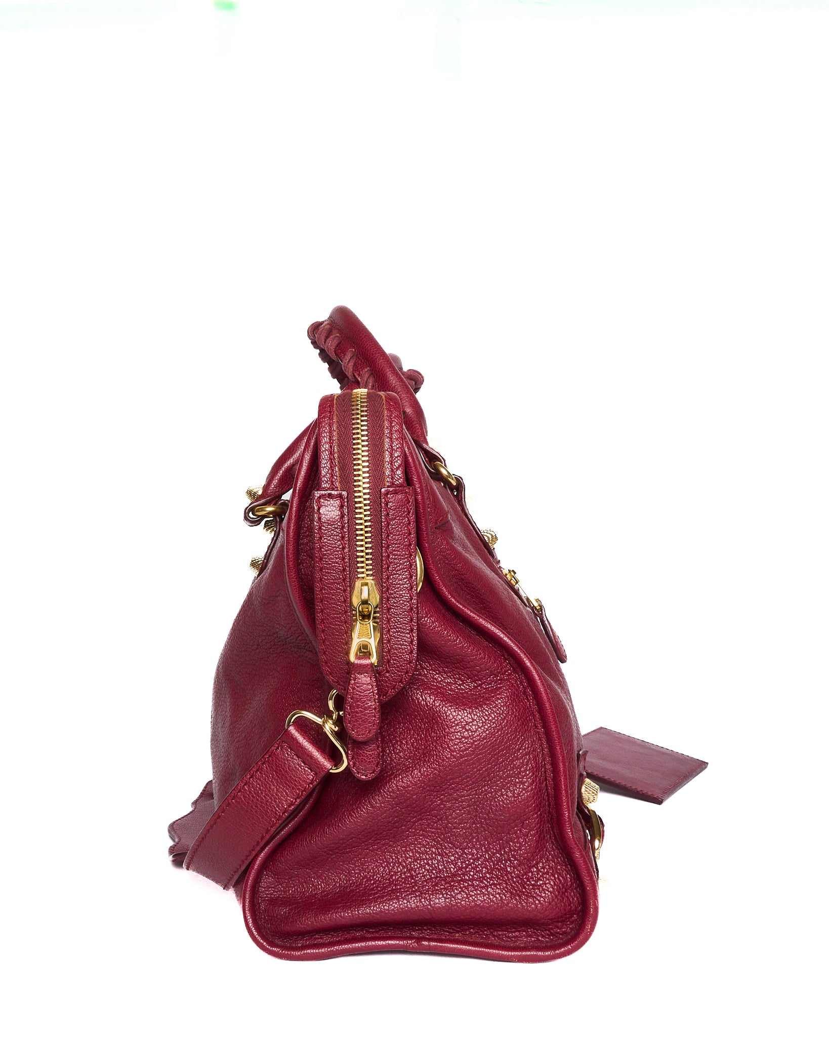 Balenciaga Gold/Burgundy Leather Classic City Bag