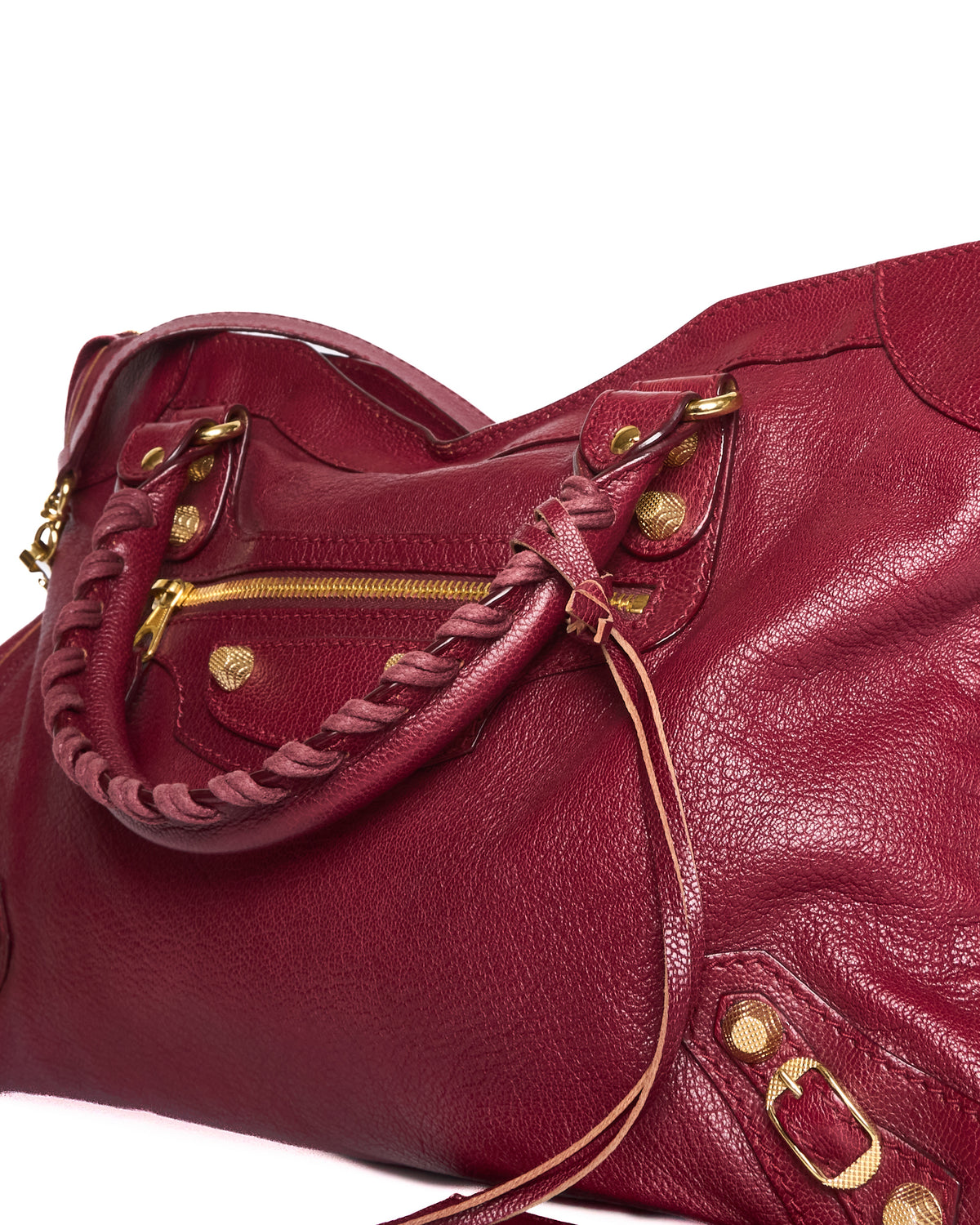 Balenciaga Gold/Burgundy Leather Classic City Bag