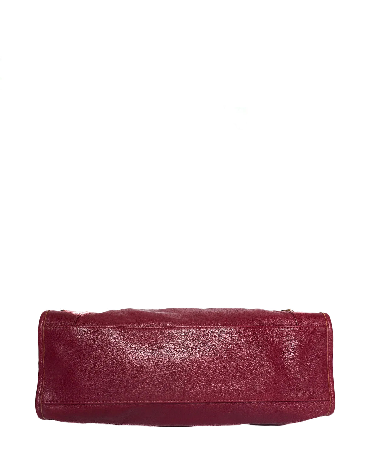 Balenciaga Gold/Burgundy Leather Classic City Bag