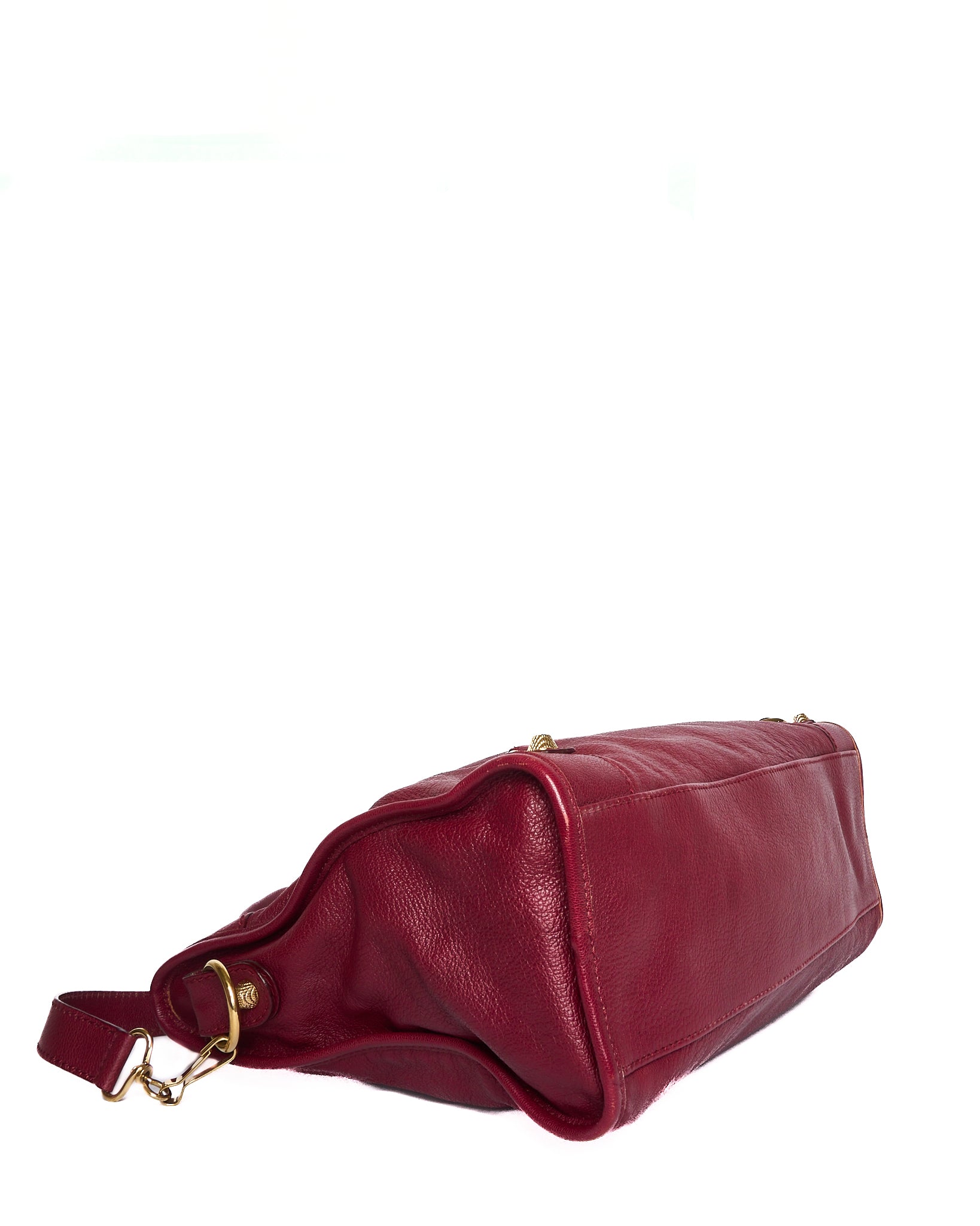 Balenciaga Gold/Burgundy Leather Classic City Bag