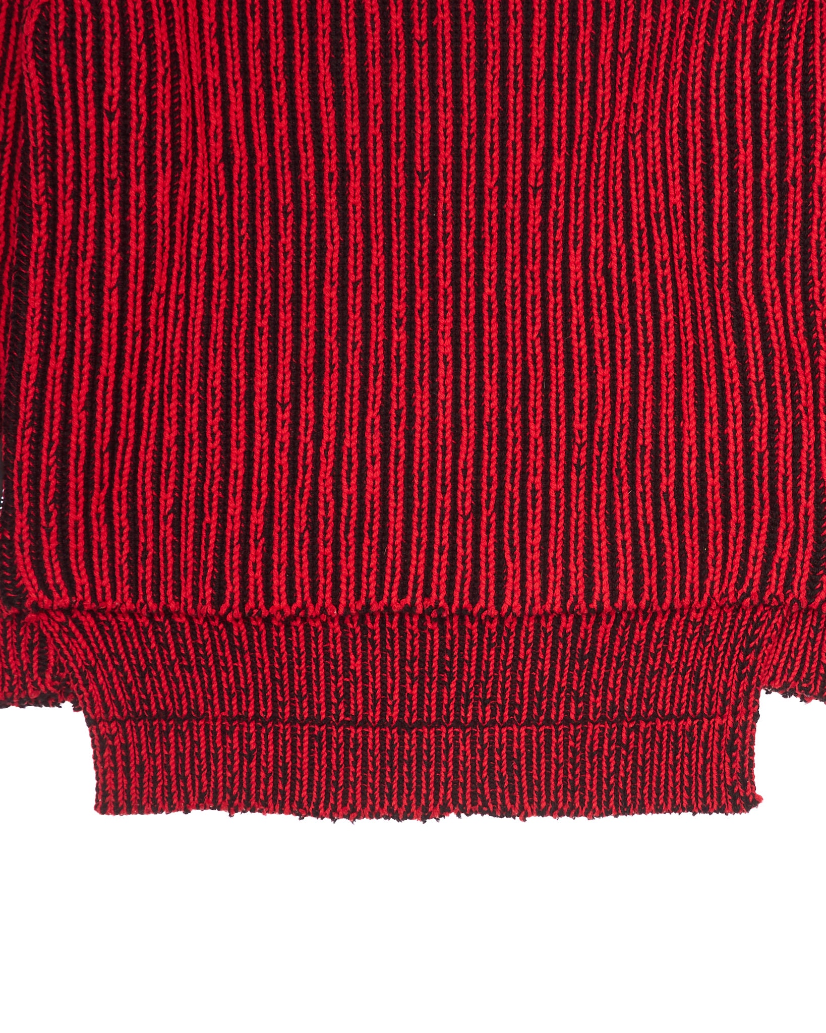 A/W18 Balenciaga Distressed Red & Black Ribbed Turtleneck Knit Sweater