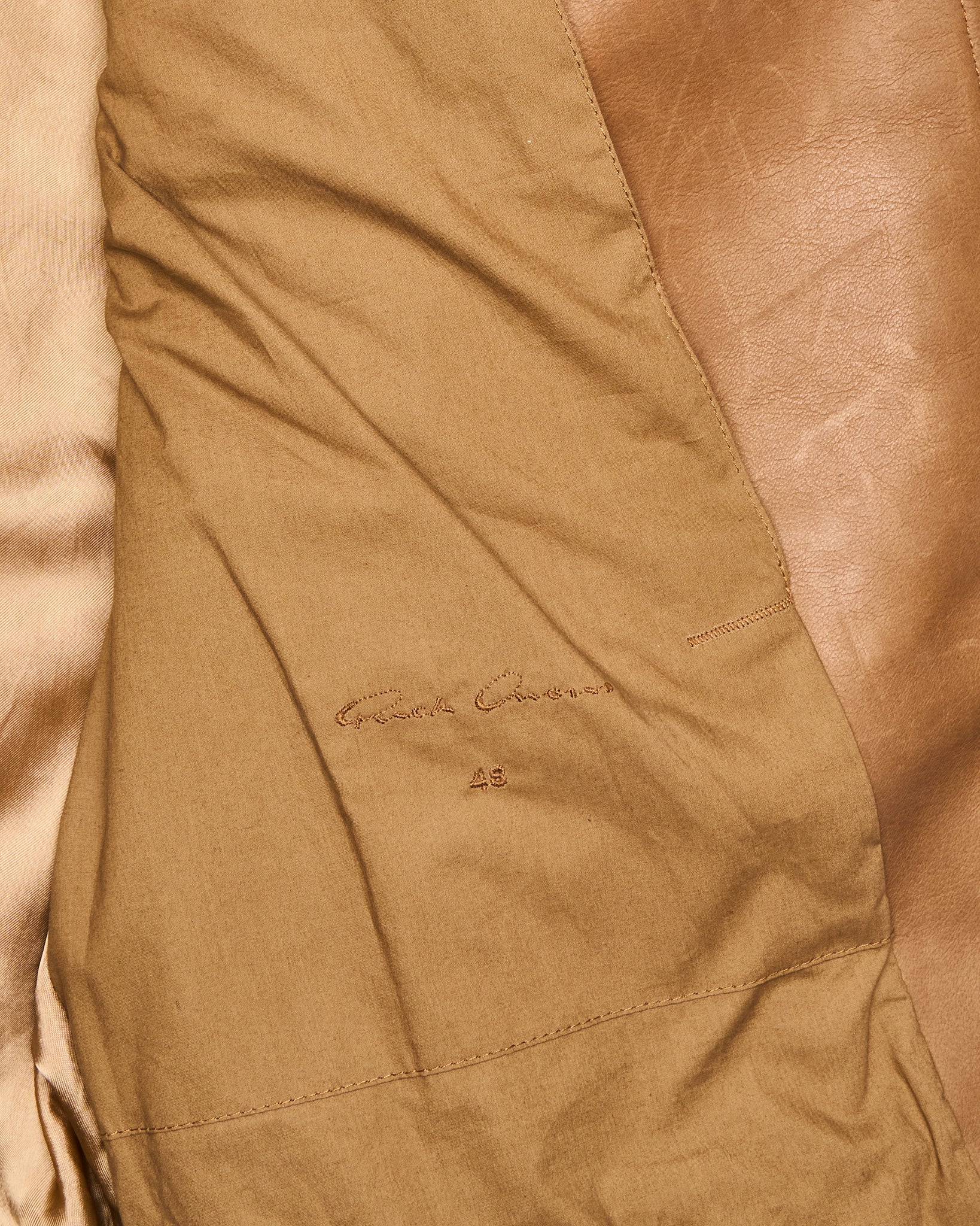 A/W16 Rick Owens "MASTODON" CAMEL Heavy Calfskin Leather Stooges Jacket