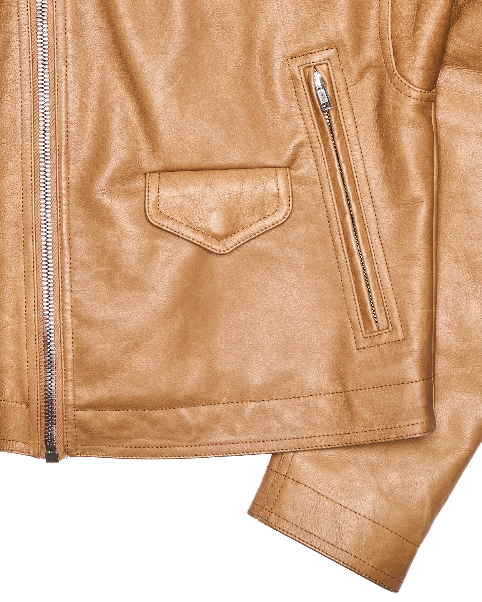 A/W16 Rick Owens "MASTODON" CAMEL Heavy Calfskin Leather Stooges Jacket