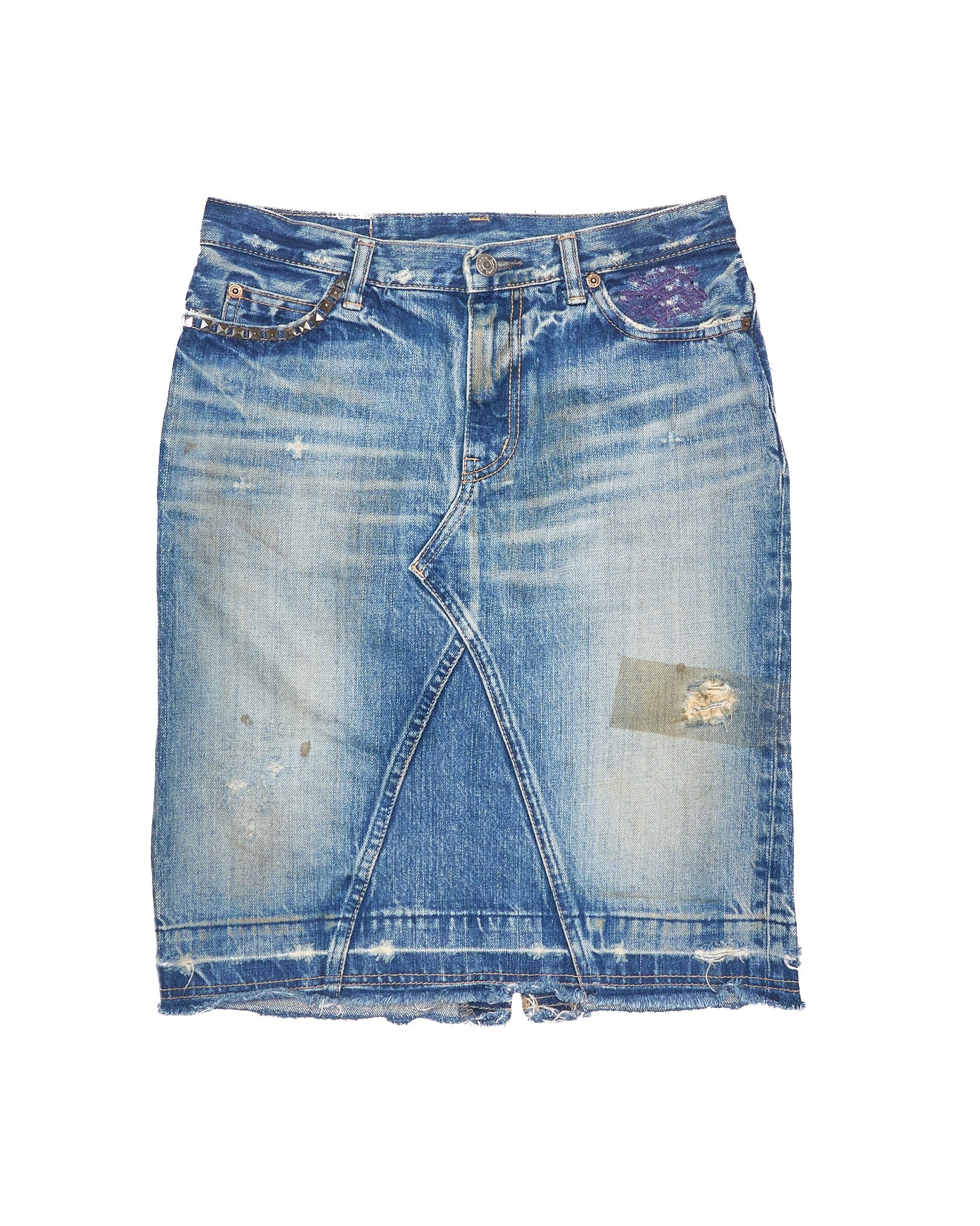 Hysteric Glamour ‘Kinky’ Reconstructed Studded Denim Skirt