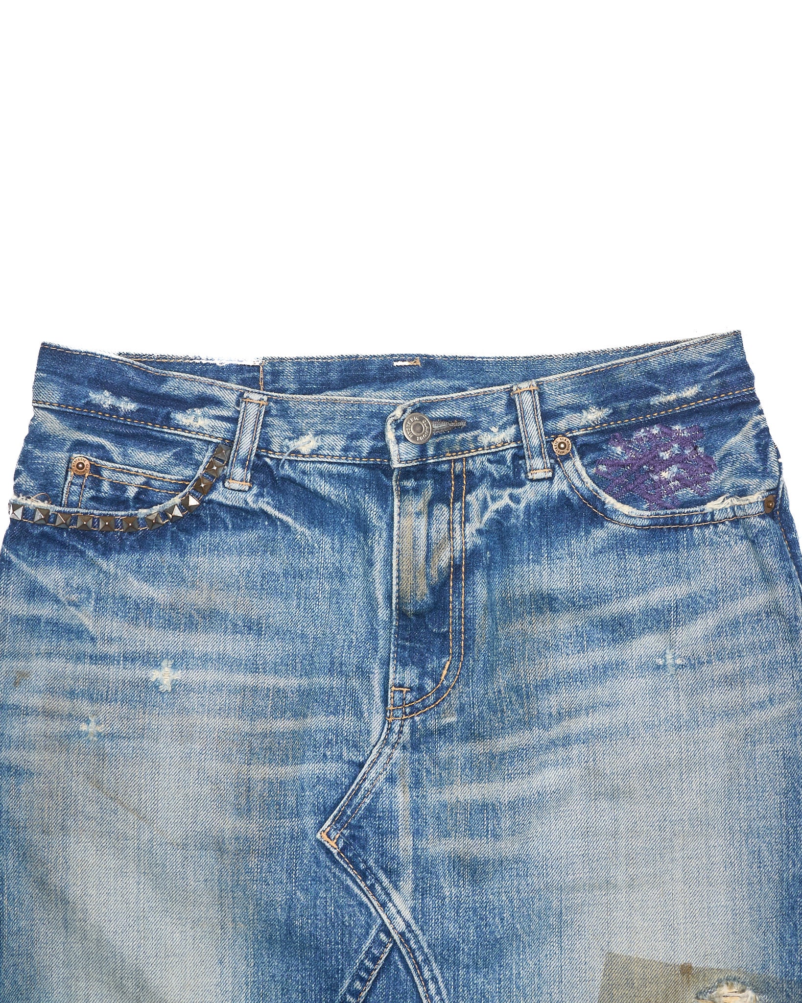 Hysteric Glamour ‘Kinky’ Reconstructed Studded Denim Skirt