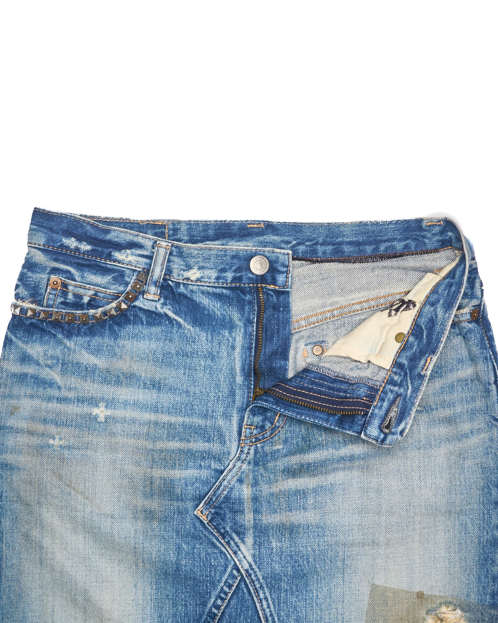 Hysteric Glamour ‘Kinky’ Reconstructed Studded Denim Skirt