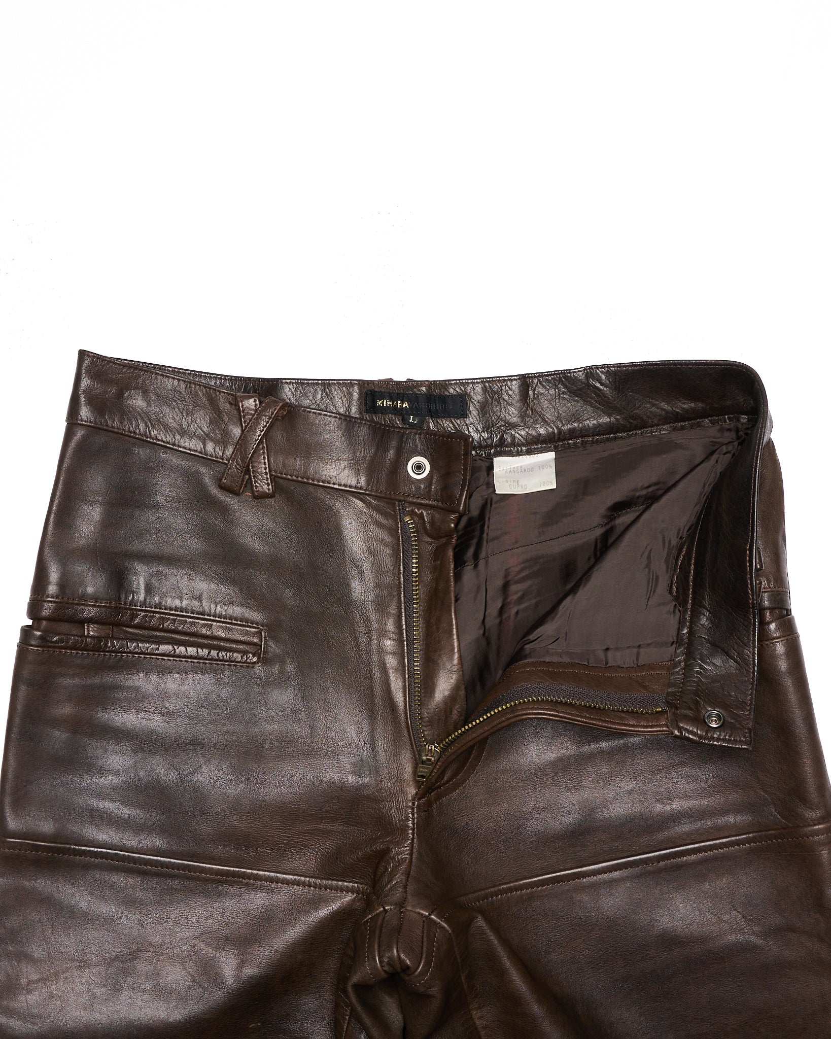 Late 90s MiharaYasuhiro Dark Brown Kangaroo Leather Wide Leg Pants