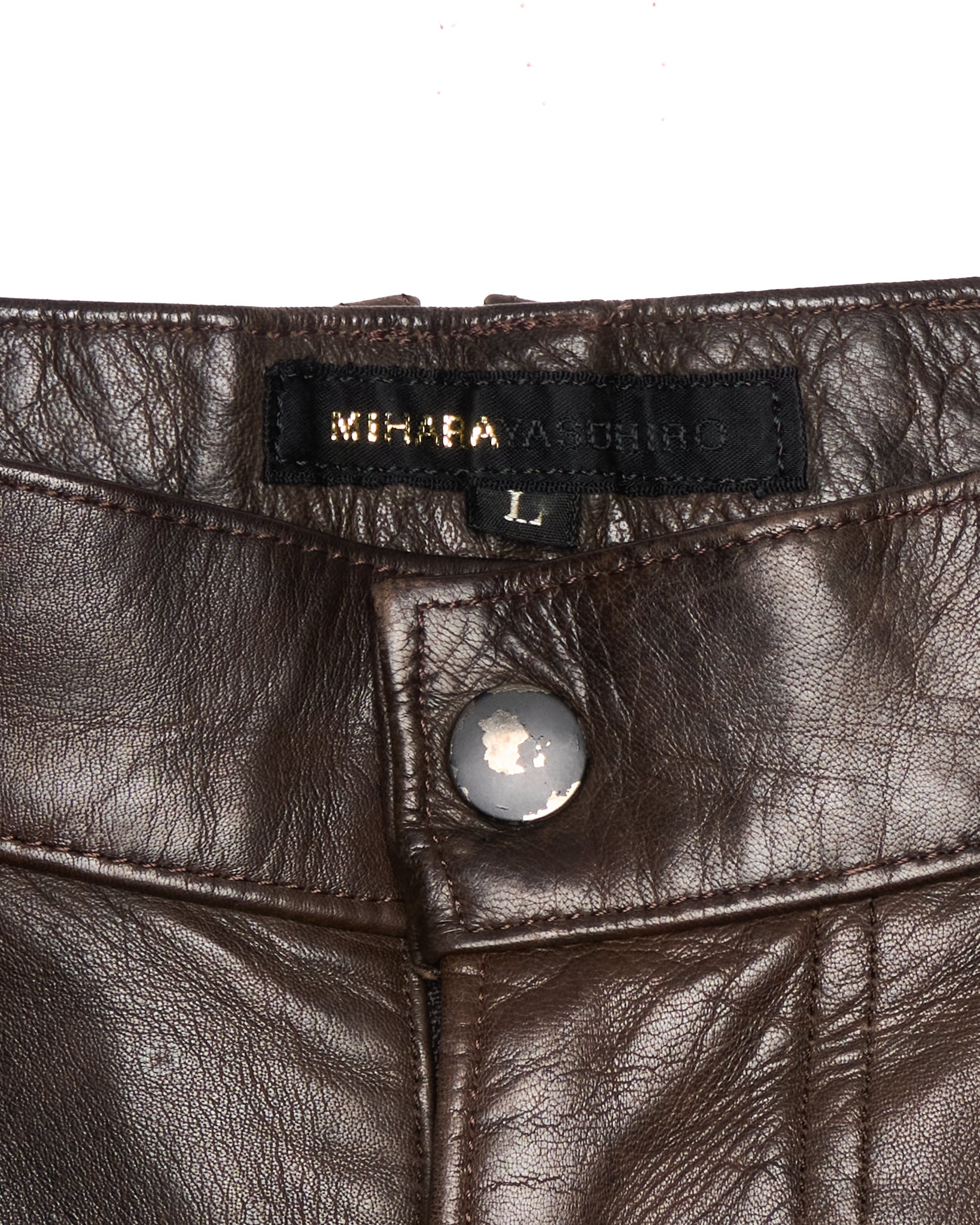 Late 90s MiharaYasuhiro Dark Brown Kangaroo Leather Wide Leg Pants