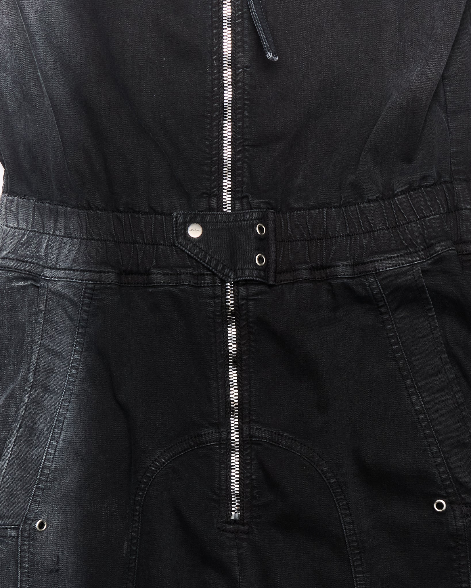 A/W19 Rick Owens "LARRY" Washed Black Cotton Cargo Flight Jumpsuit