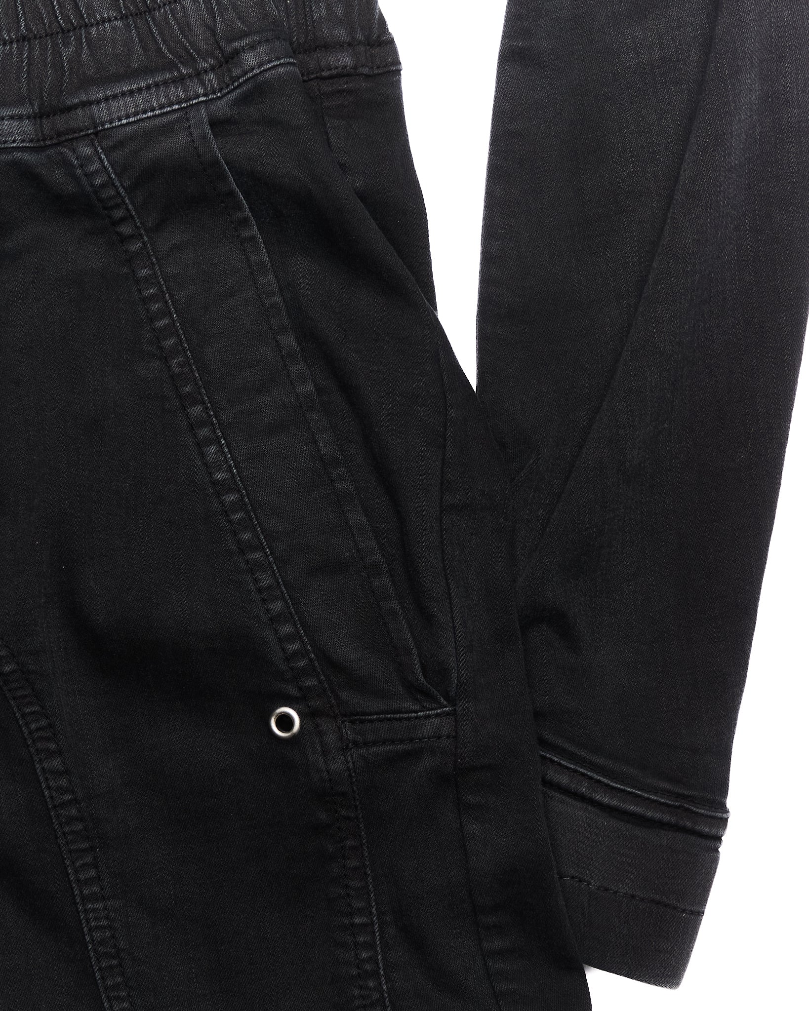A/W19 Rick Owens "LARRY" Washed Black Cotton Cargo Flight Jumpsuit