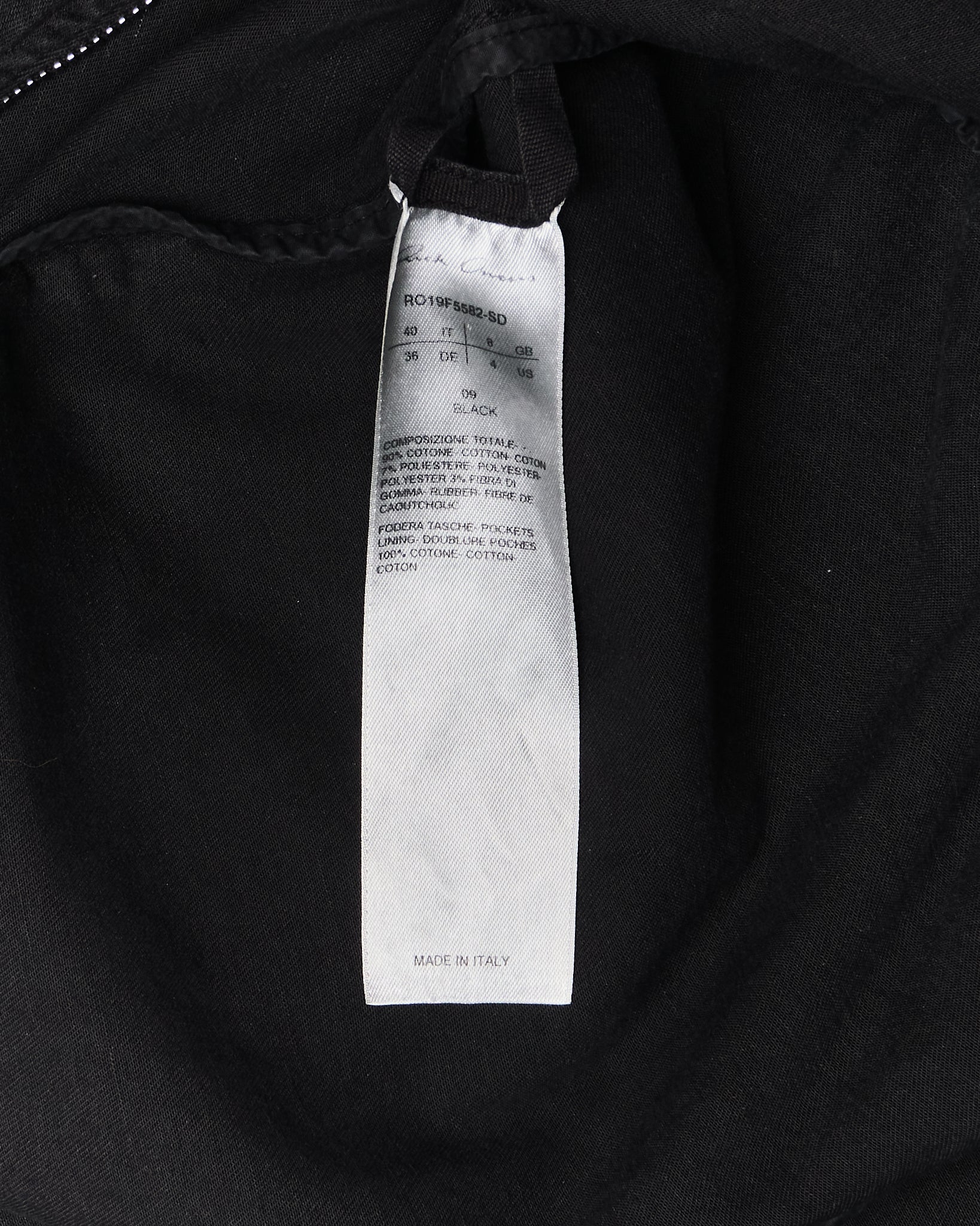 A/W19 Rick Owens "LARRY" Washed Black Cotton Cargo Flight Jumpsuit