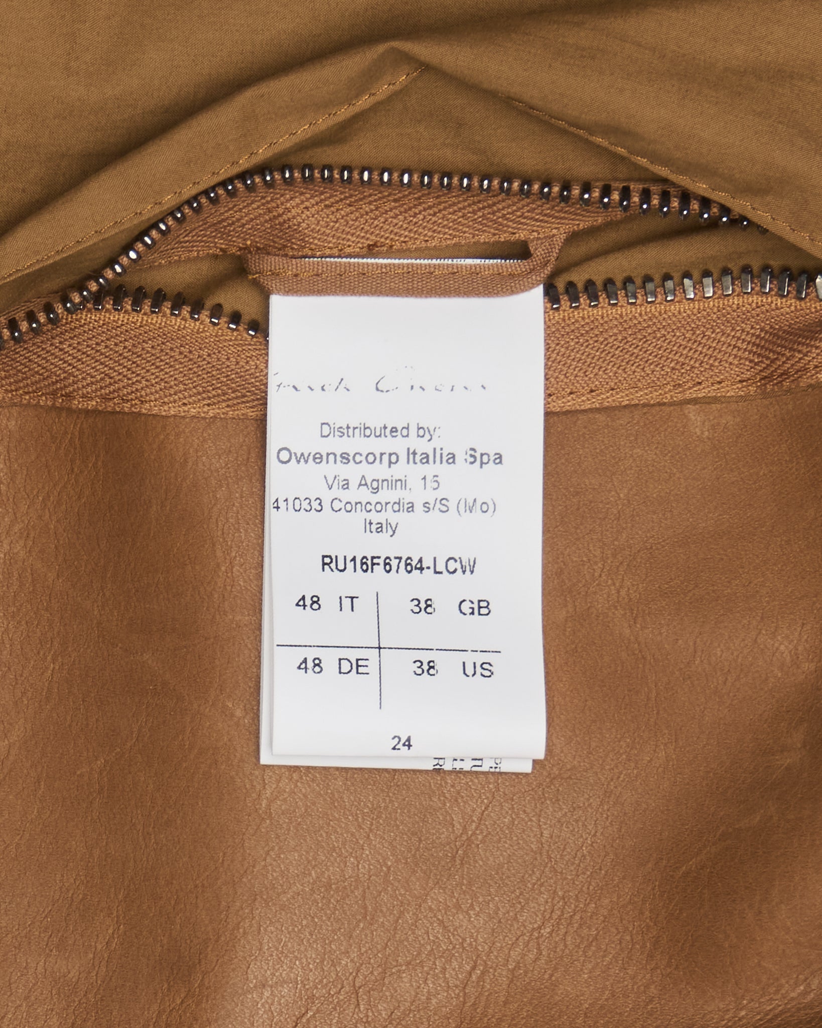 A/W16 Rick Owens "MASTODON" CAMEL Heavy Calfskin Leather Stooges Jacket