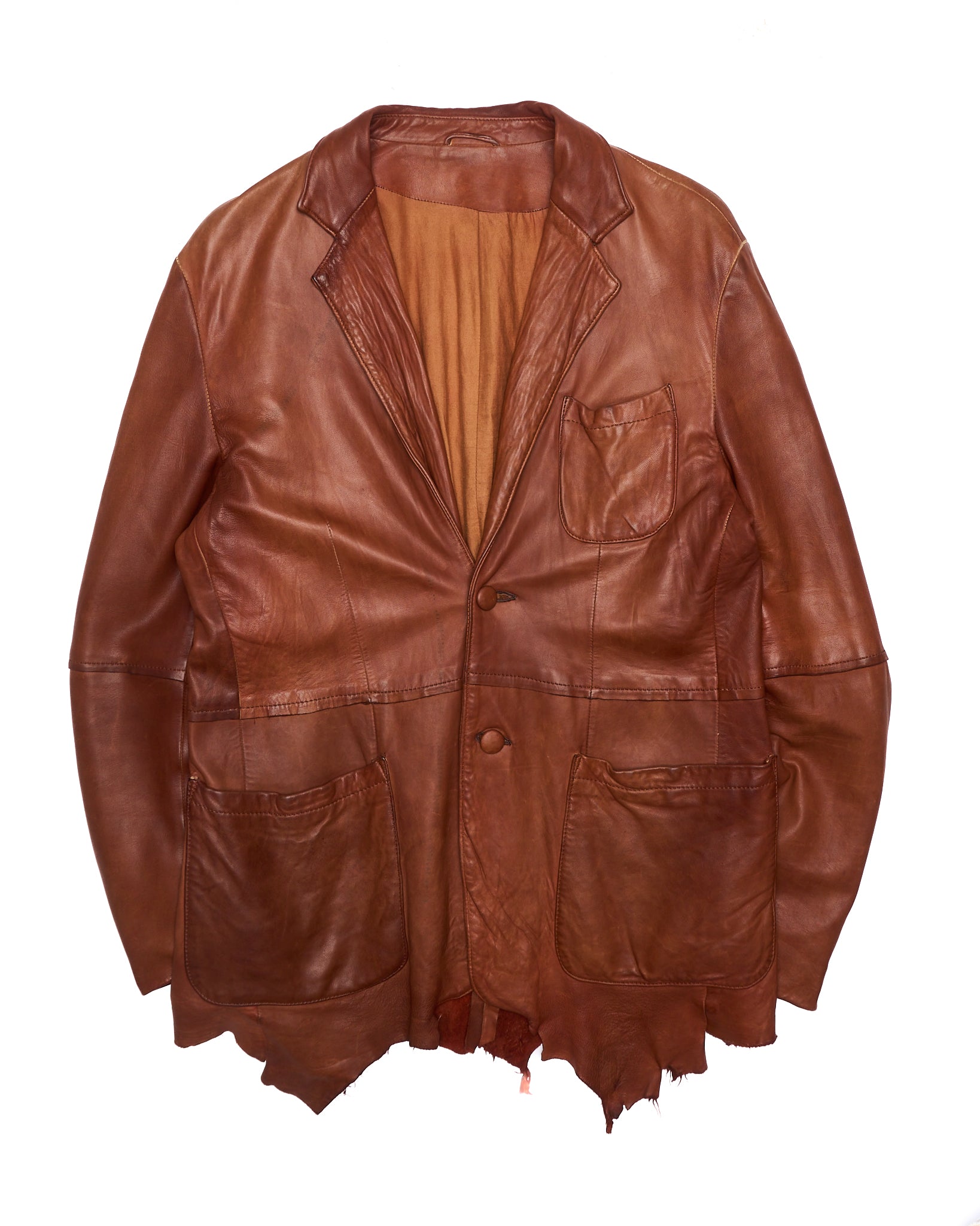 A/W02 Mihara Yasuhiro Over-dyed Distressed Sheepskin Leather Jacket