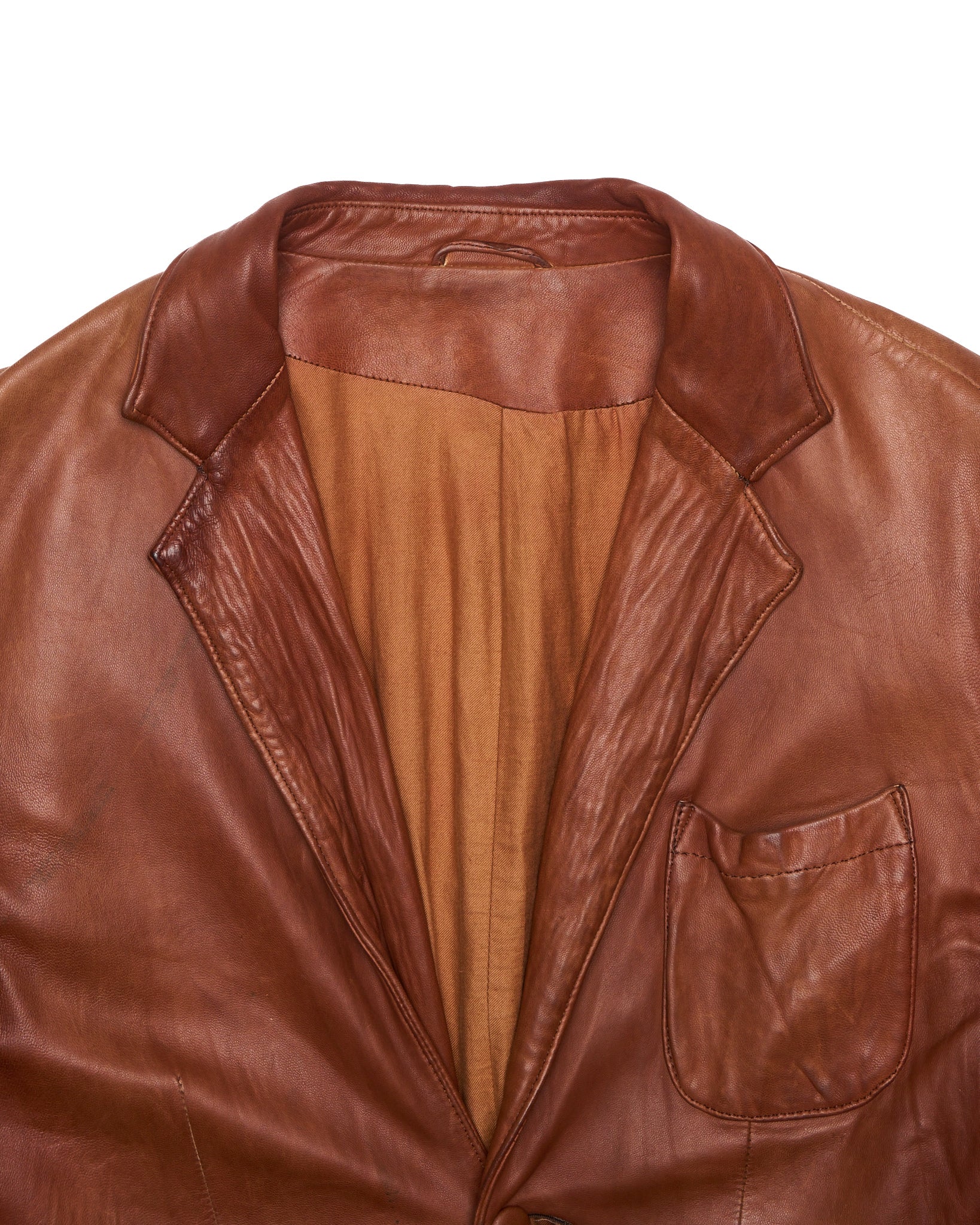 A/W02 Mihara Yasuhiro Over-dyed Distressed Sheepskin Leather Jacket