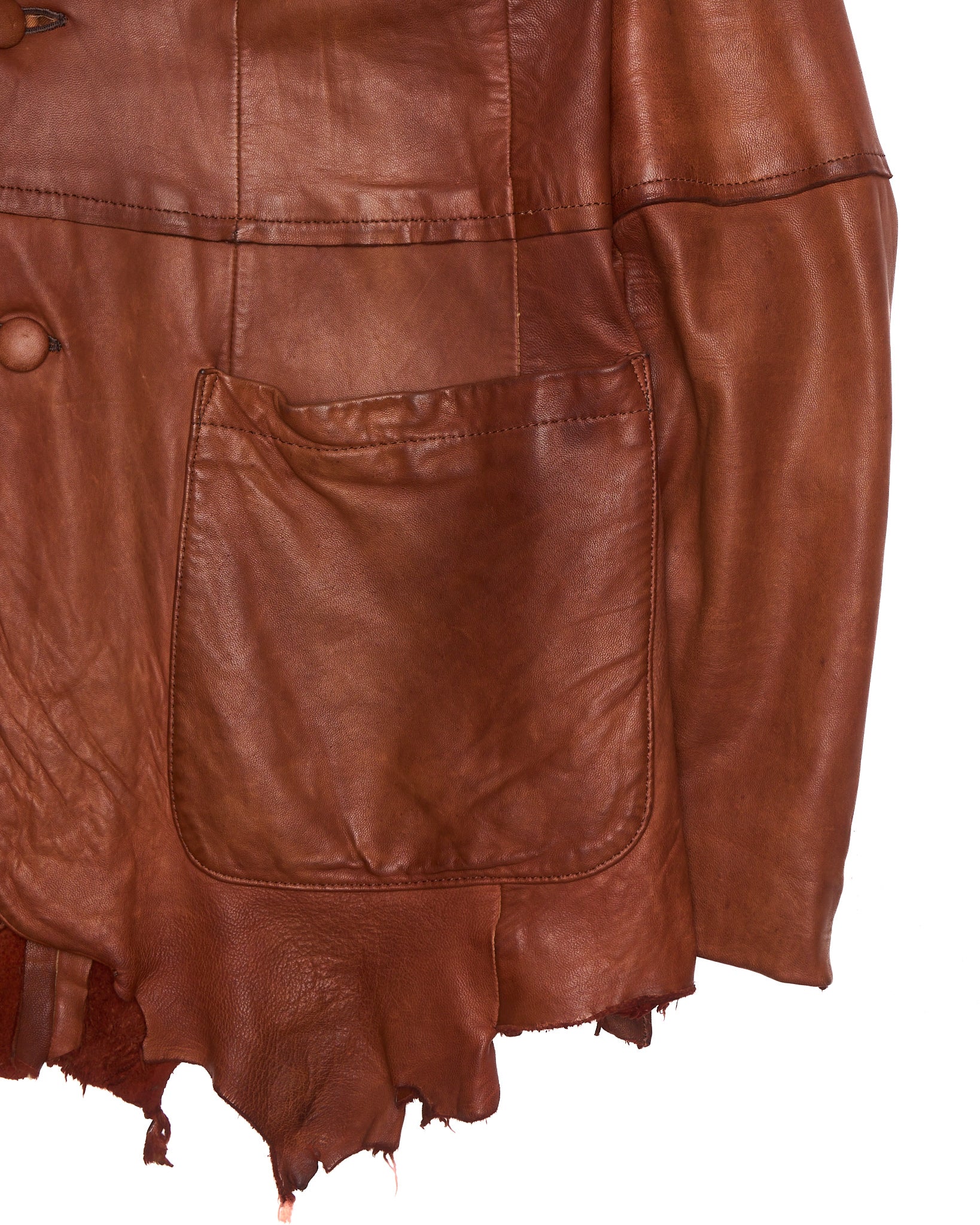 A/W02 Mihara Yasuhiro Over-dyed Distressed Sheepskin Leather Jacket