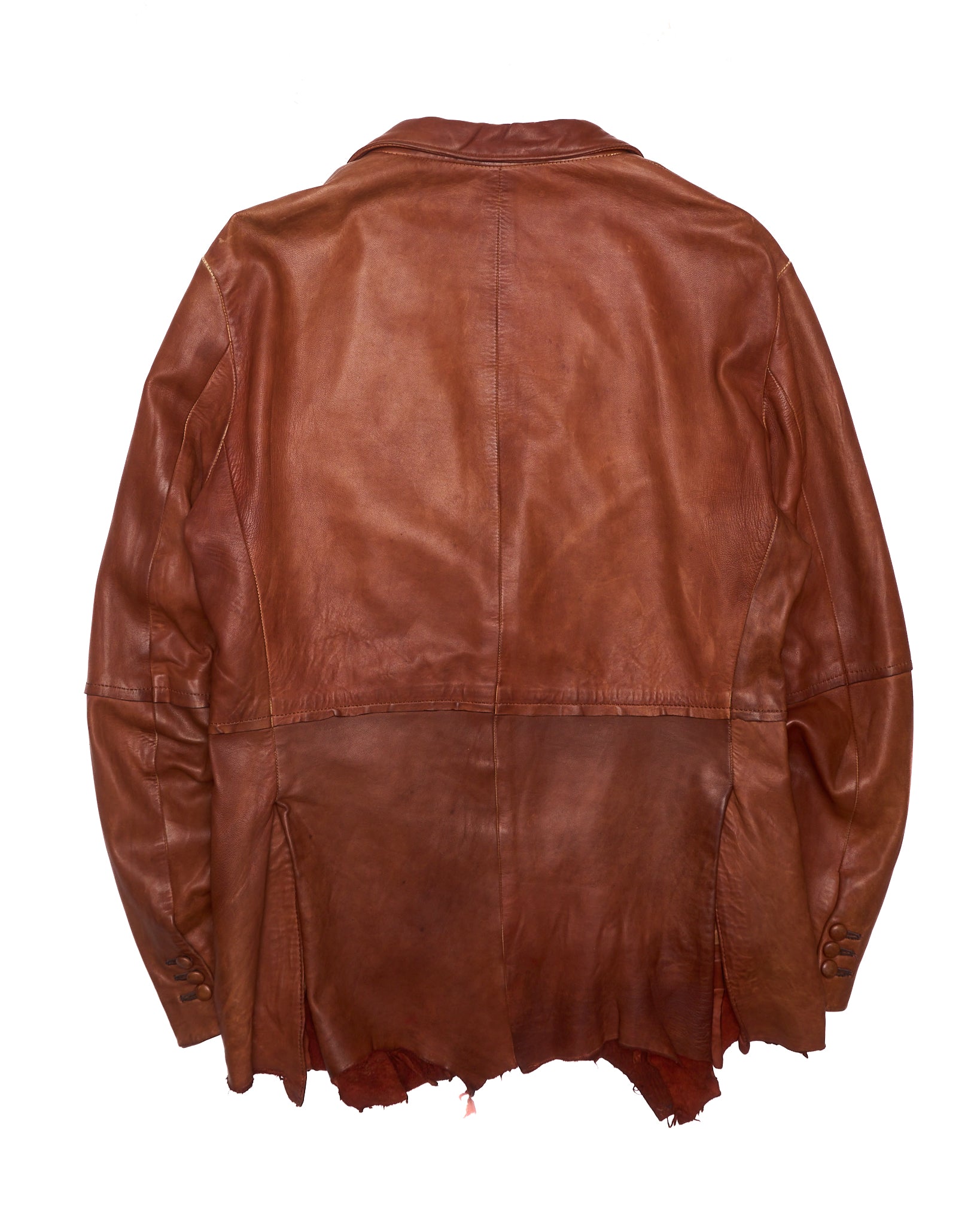 A/W02 Mihara Yasuhiro Over-dyed Distressed Sheepskin Leather Jacket