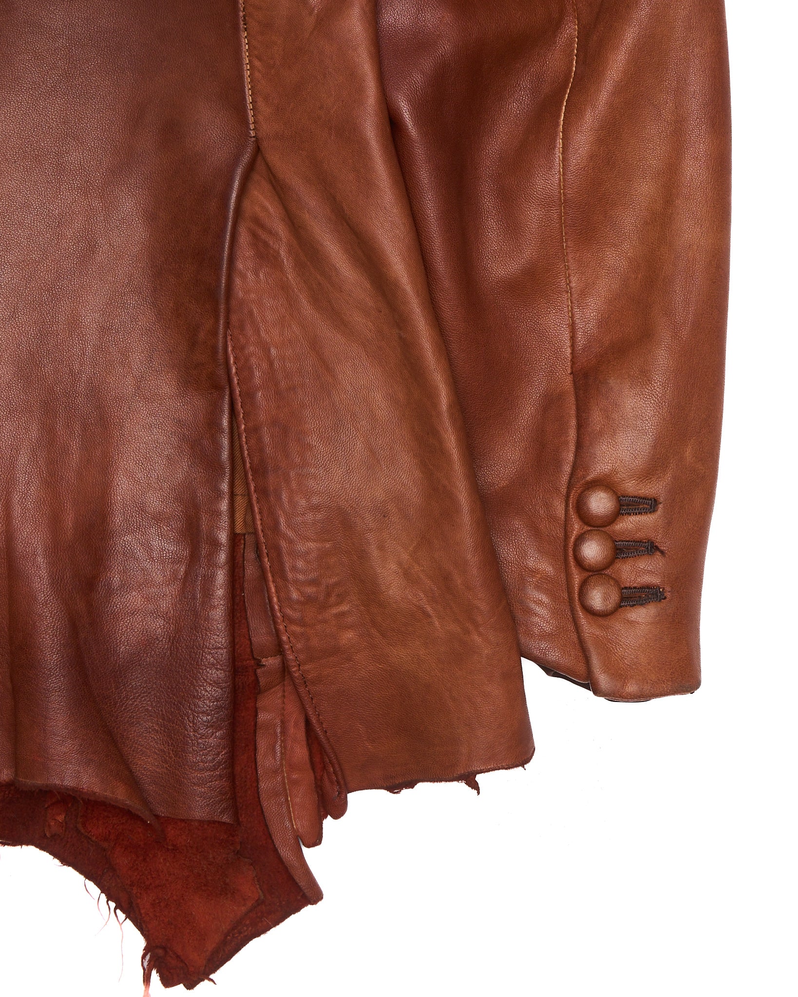 A/W02 Mihara Yasuhiro Over-dyed Distressed Sheepskin Leather Jacket