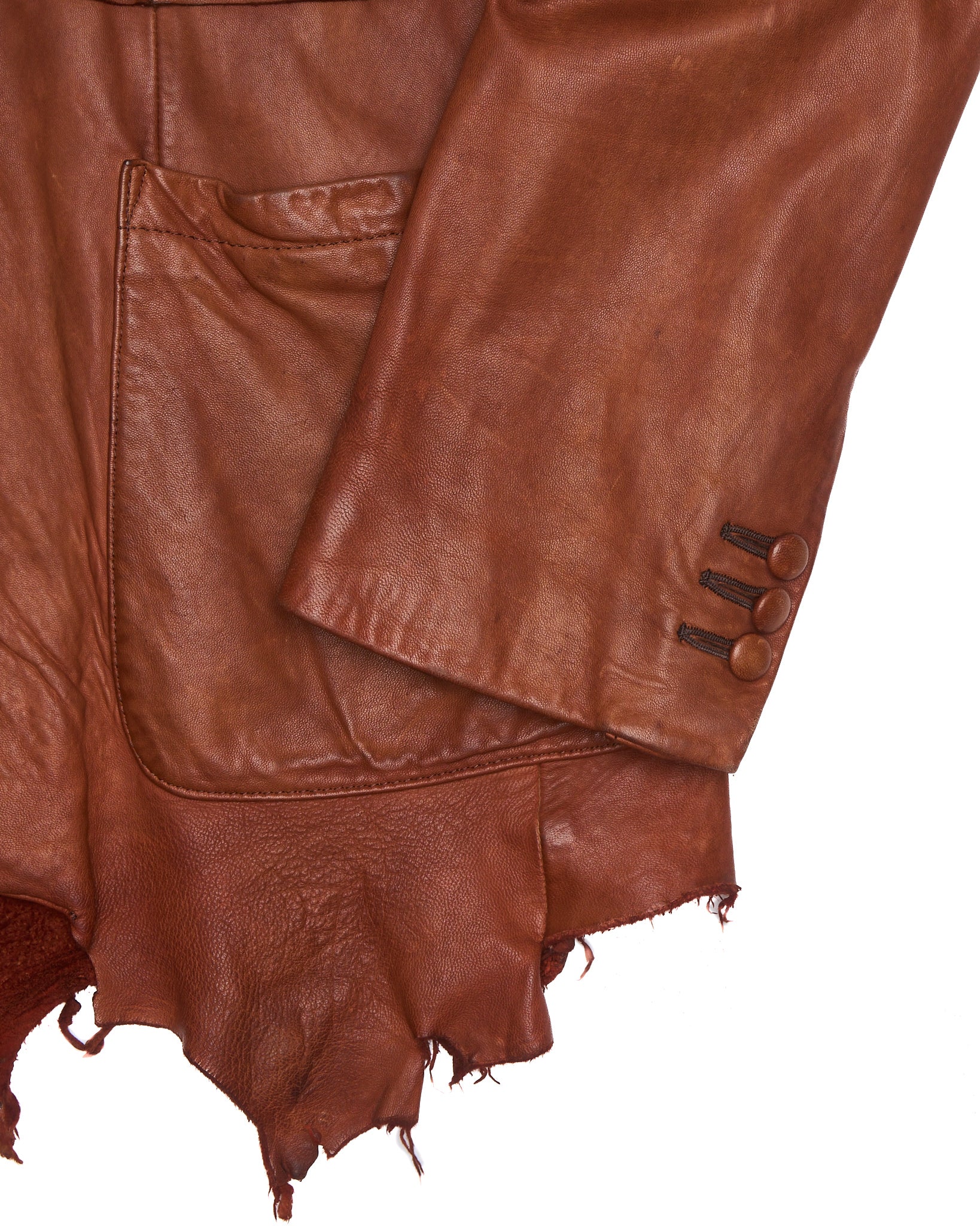 A/W02 Mihara Yasuhiro Over-dyed Distressed Sheepskin Leather Jacket