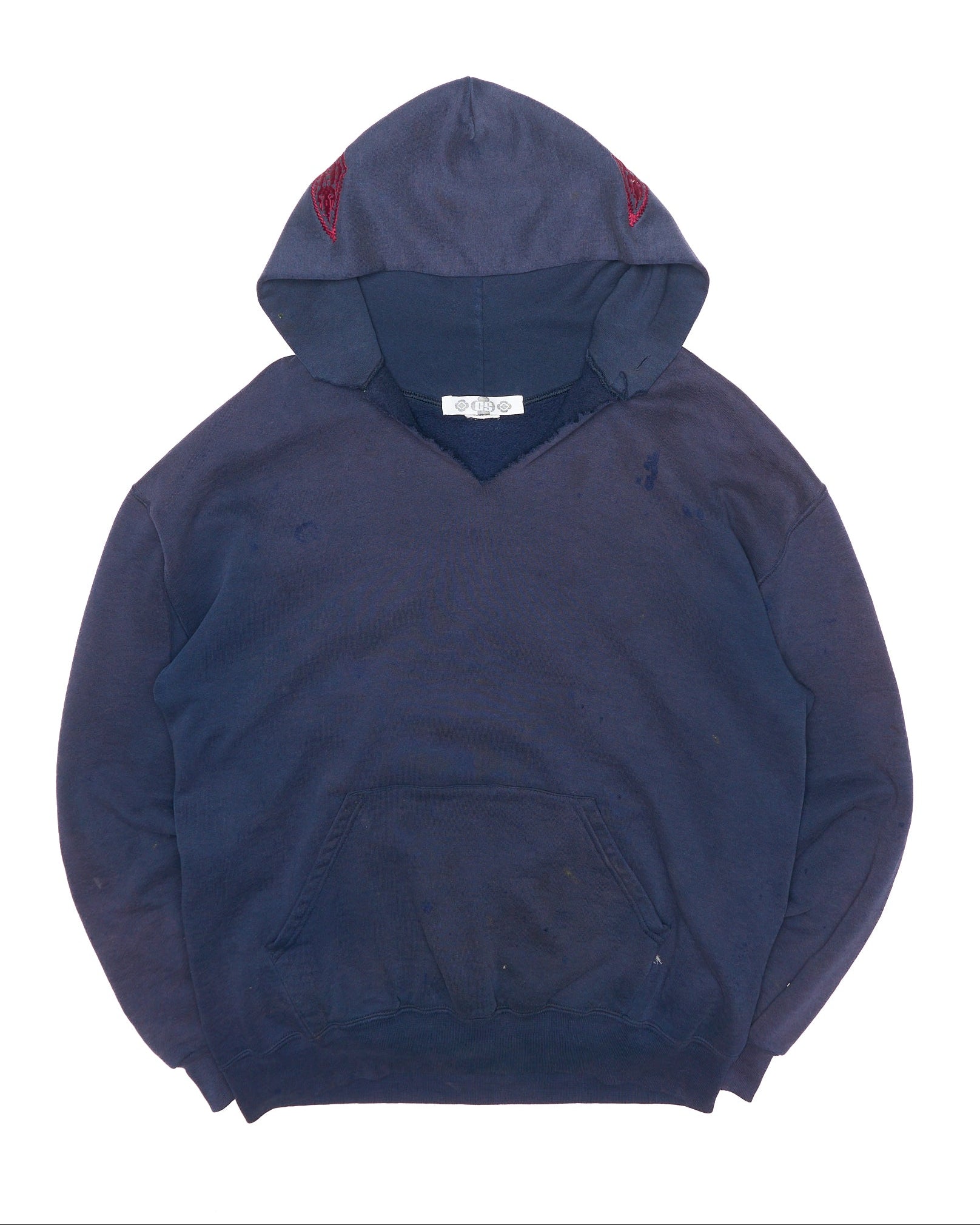 DenimDealer x Knock Twice™ GS Navy Thrashed Burgundy Crest Hoodie