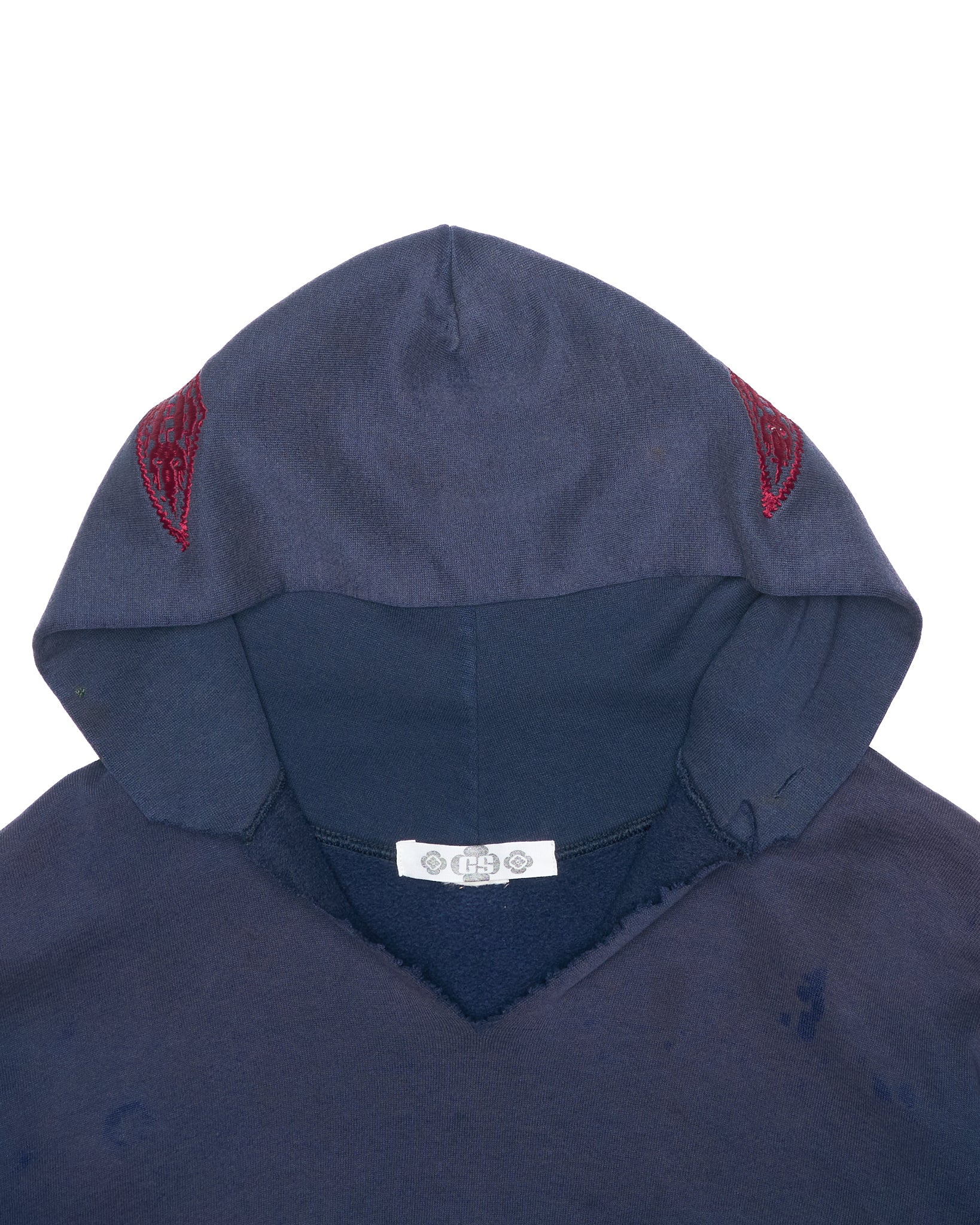 DenimDealer x Knock Twice™ GS Navy Thrashed Burgundy Crest Hoodie