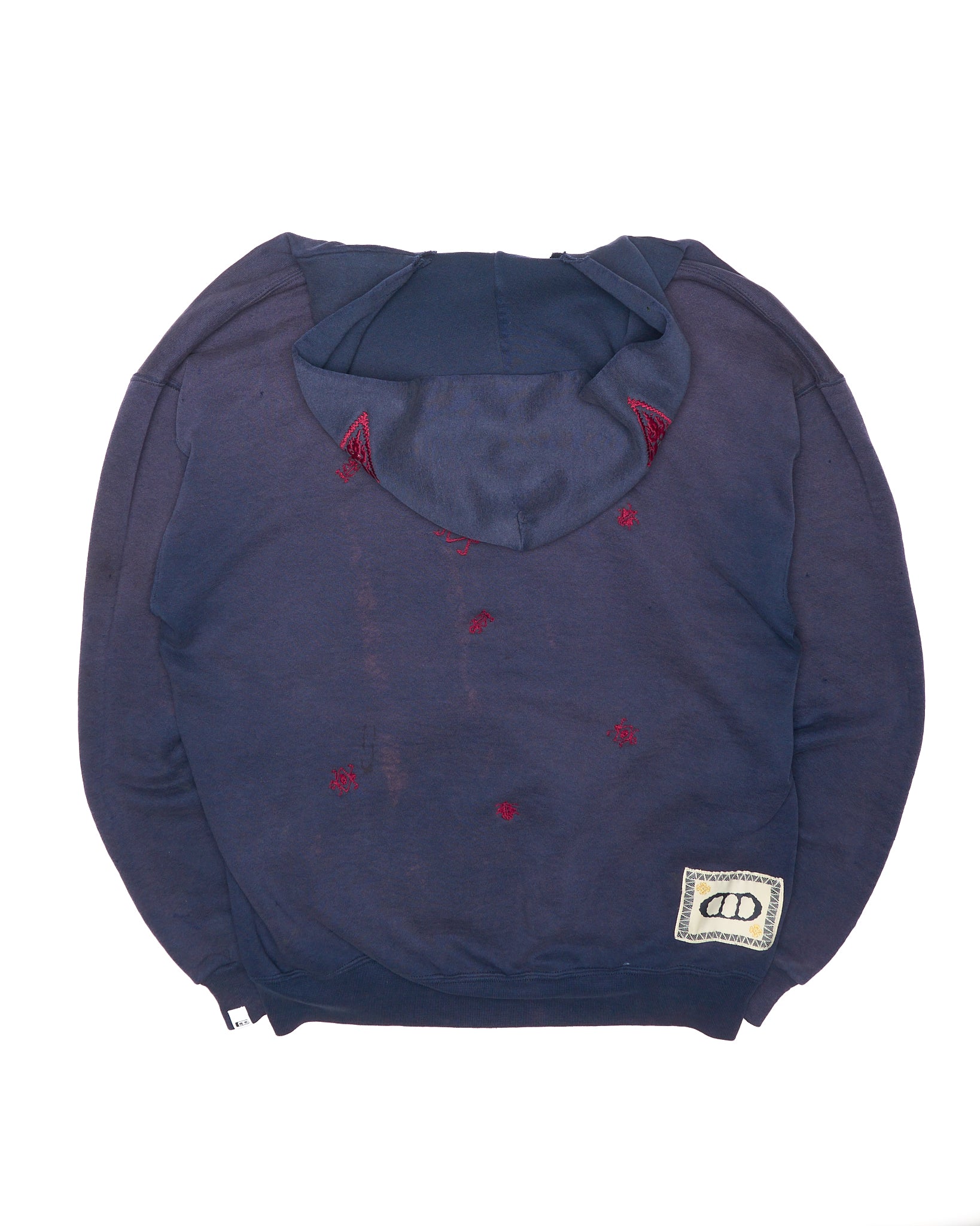 DenimDealer x Knock Twice™ GS Navy Thrashed Burgundy Crest Hoodie