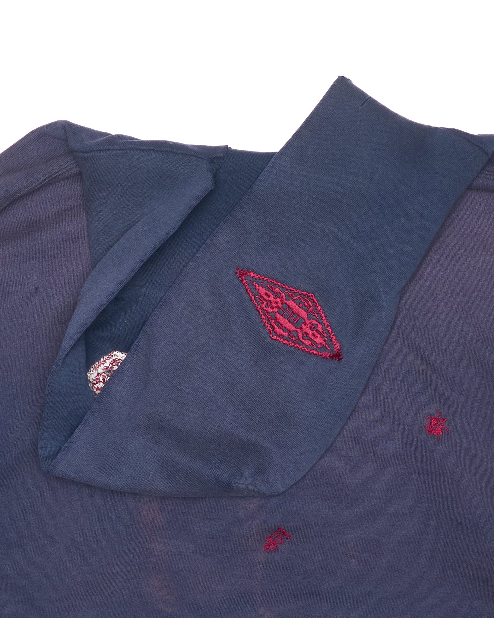 DenimDealer x Knock Twice™ GS Navy Thrashed Burgundy Crest Hoodie