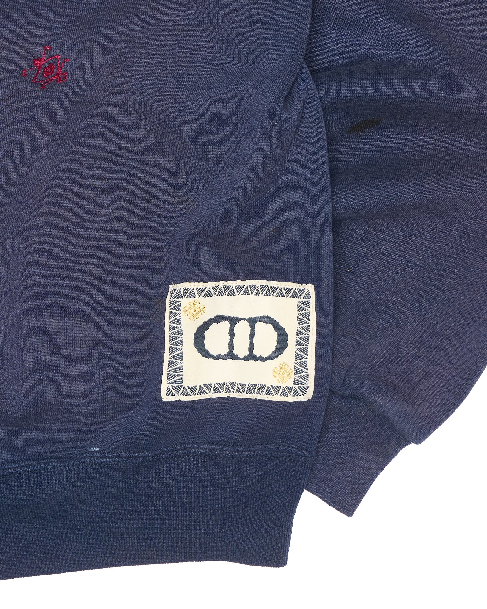 DenimDealer x Knock Twice™ GS Navy Thrashed Burgundy Crest Hoodie