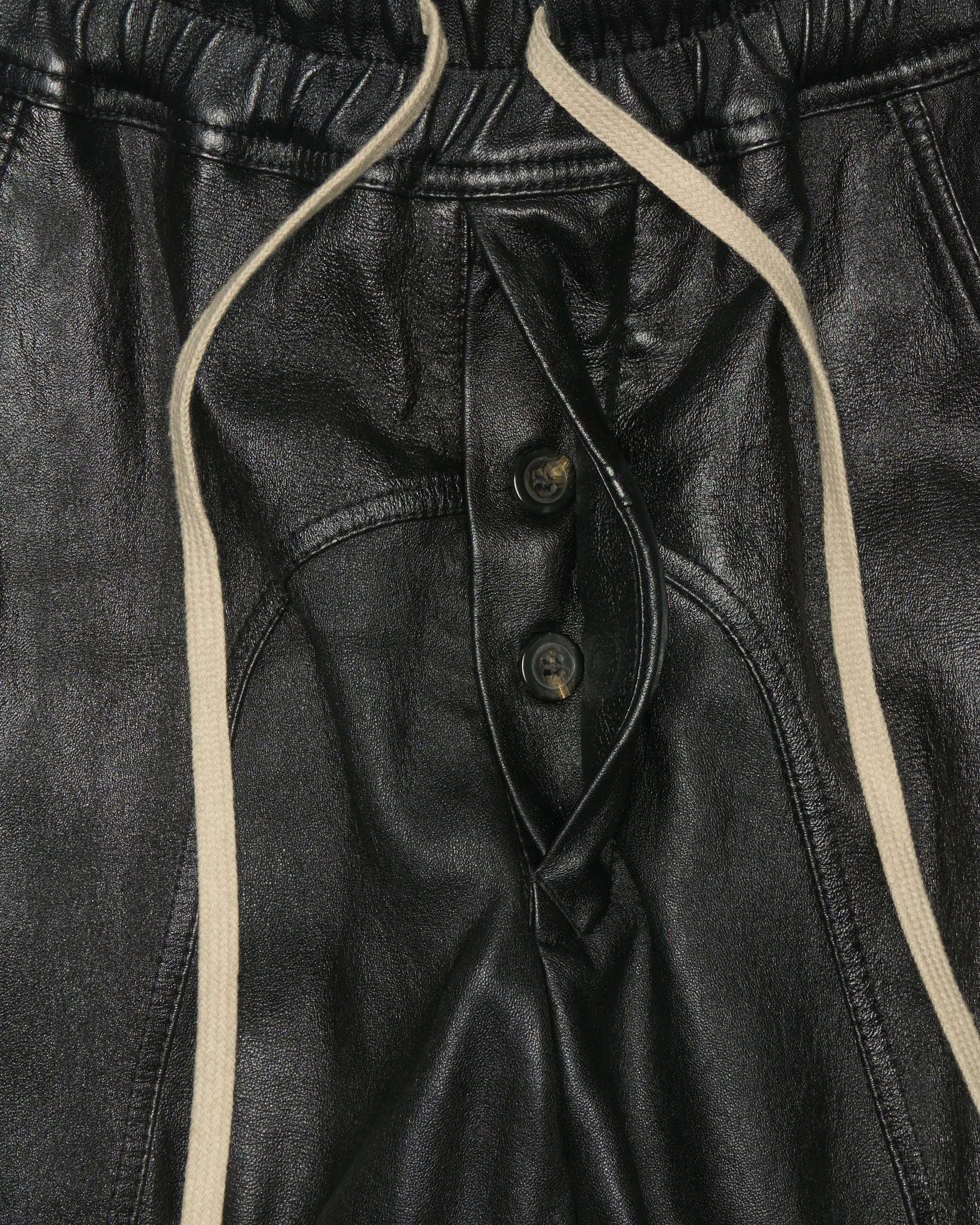 Rick Owens AW19 "LARRY" Lambskin Leather Stretch Cargo Joggers