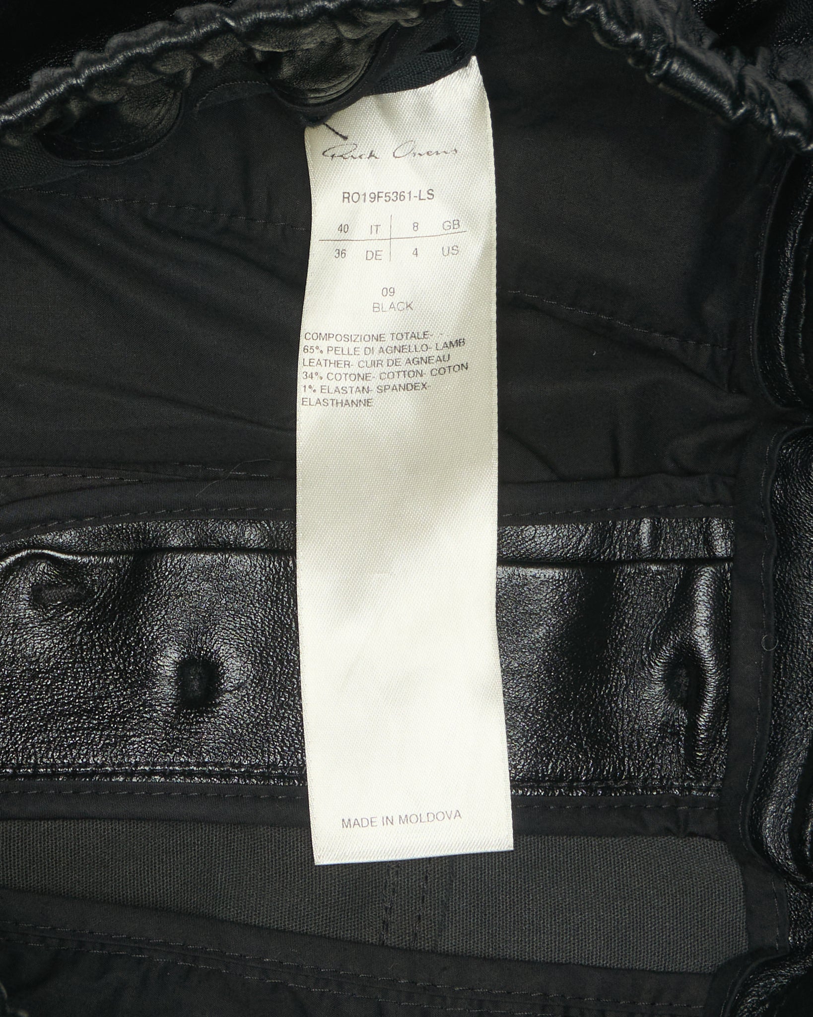 Rick Owens AW19 "LARRY" Lambskin Leather Stretch Cargo Joggers