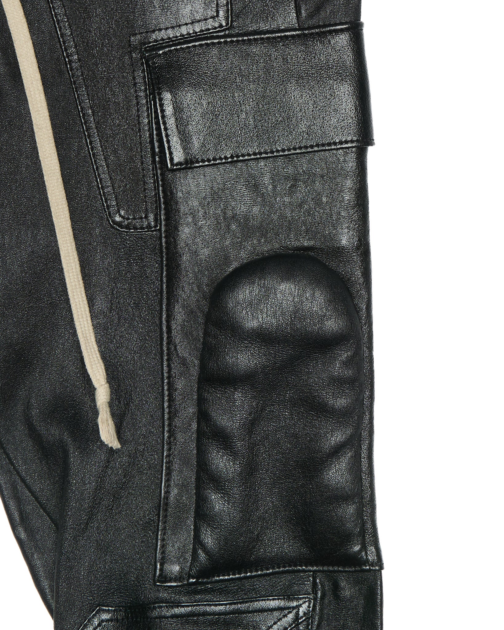 Rick Owens AW19 "LARRY" Lambskin Leather Stretch Cargo Joggers