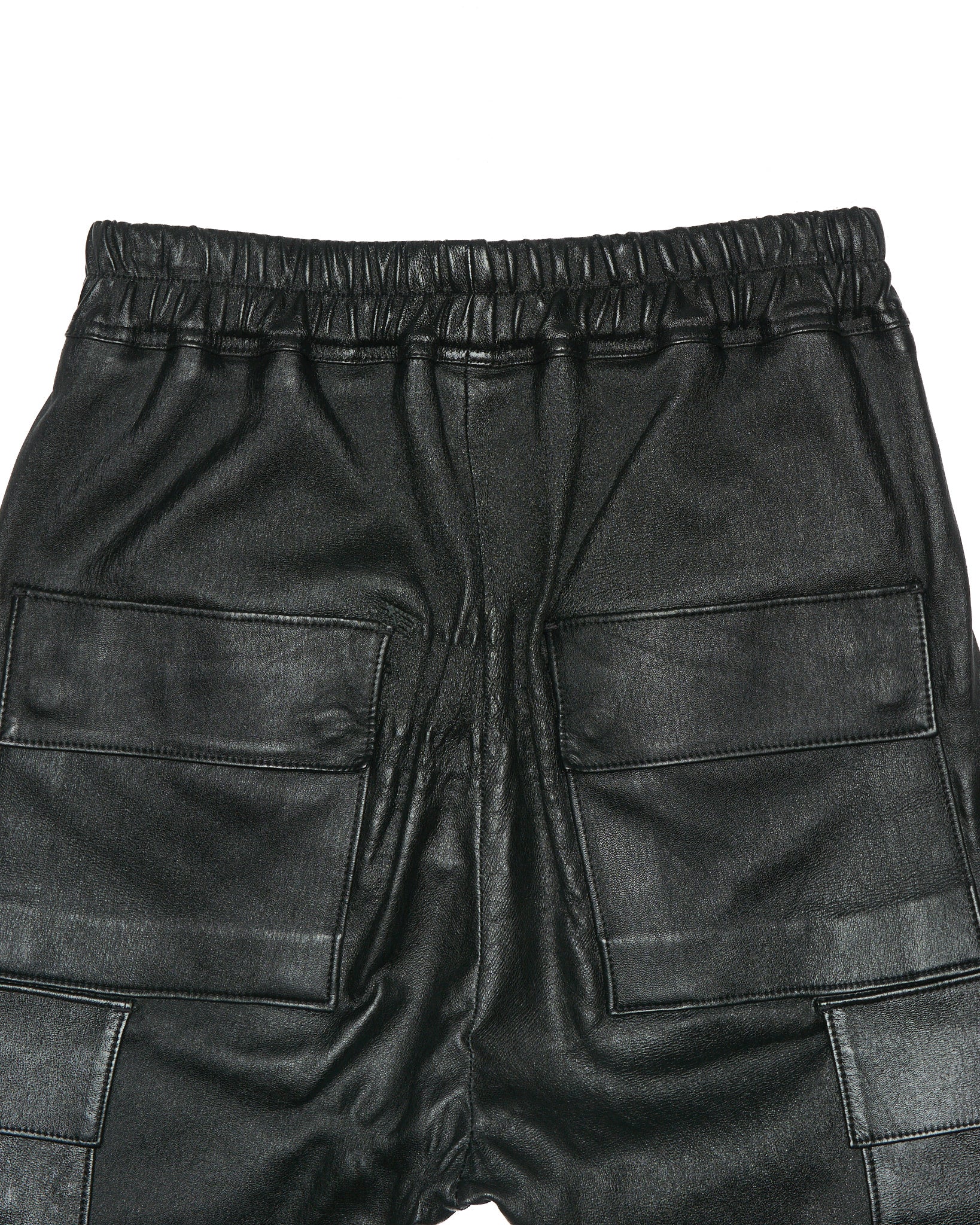 Rick Owens AW19 "LARRY" Lambskin Leather Stretch Cargo Joggers