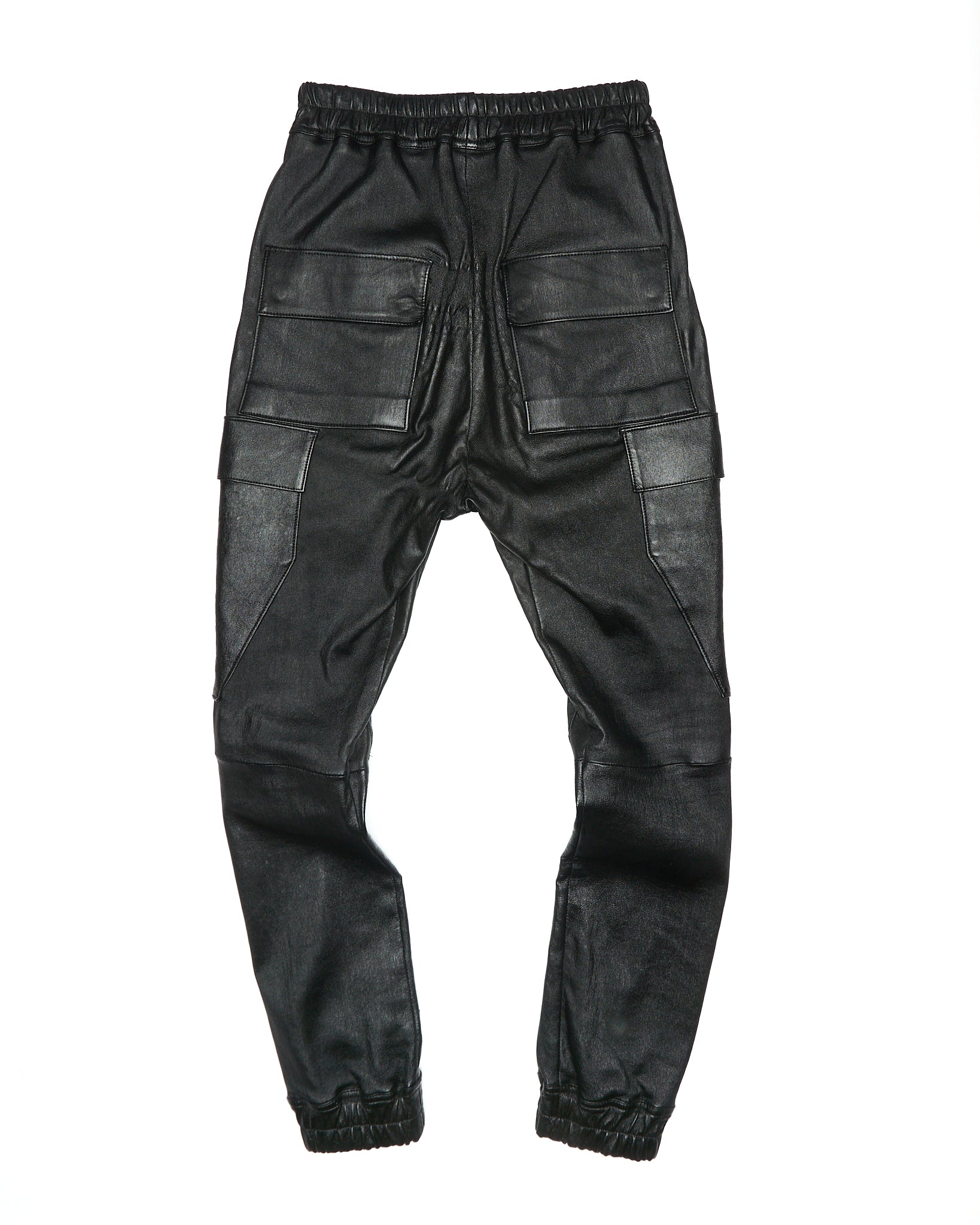 Rick Owens AW19 "LARRY" Lambskin Leather Stretch Cargo Joggers