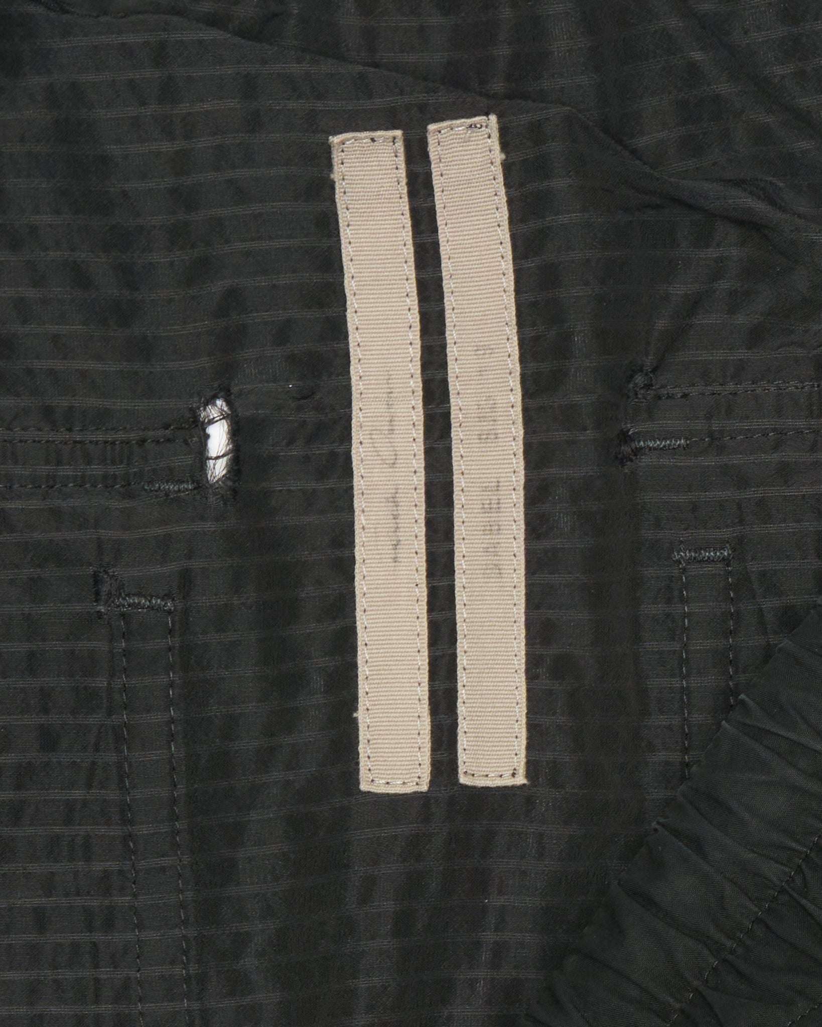 Rick Owens SS19 "BABEL" Striped Seersucker Drop-Crotch Carpis