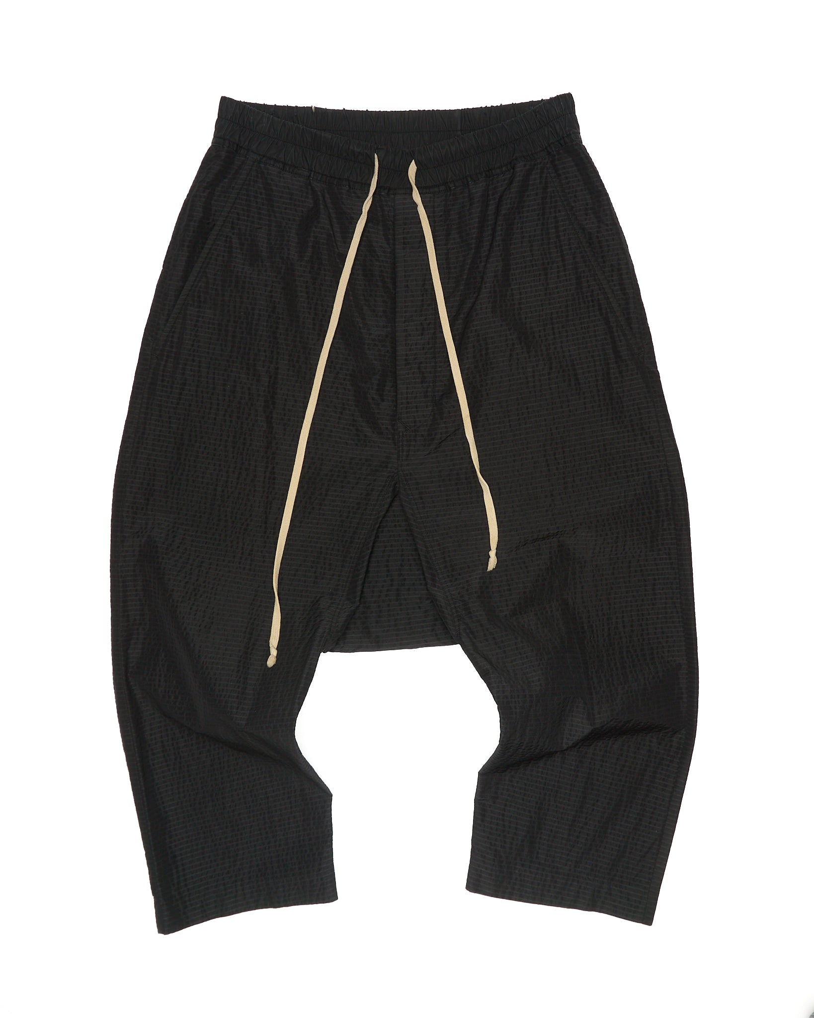 Rick Owens SS19 "BABEL" Striped Seersucker Drop-Crotch Carpis