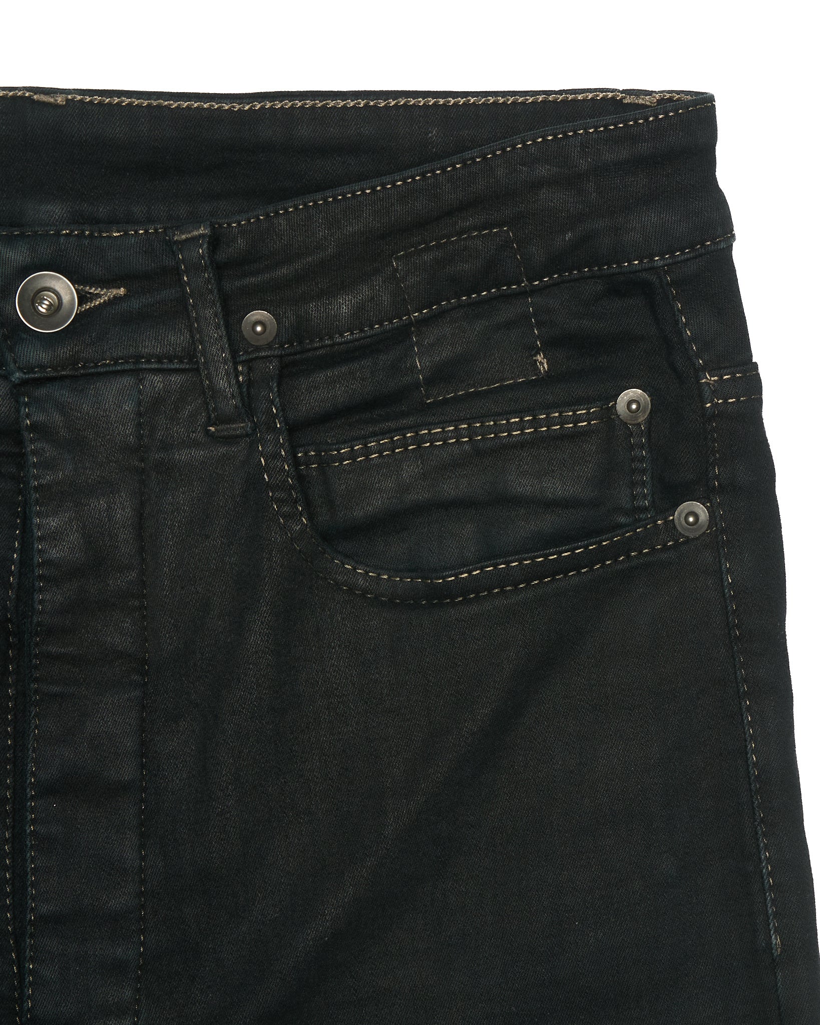 Rick Owens DRKSHDW Mid 2010s BLACK WAX 'Astaire Cropped' Stretch Denim