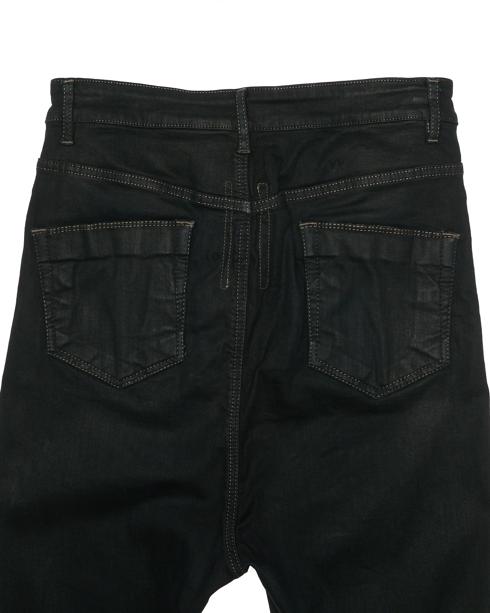 Rick Owens DRKSHDW Mid 2010s BLACK WAX 'Astaire Cropped' Stretch Denim