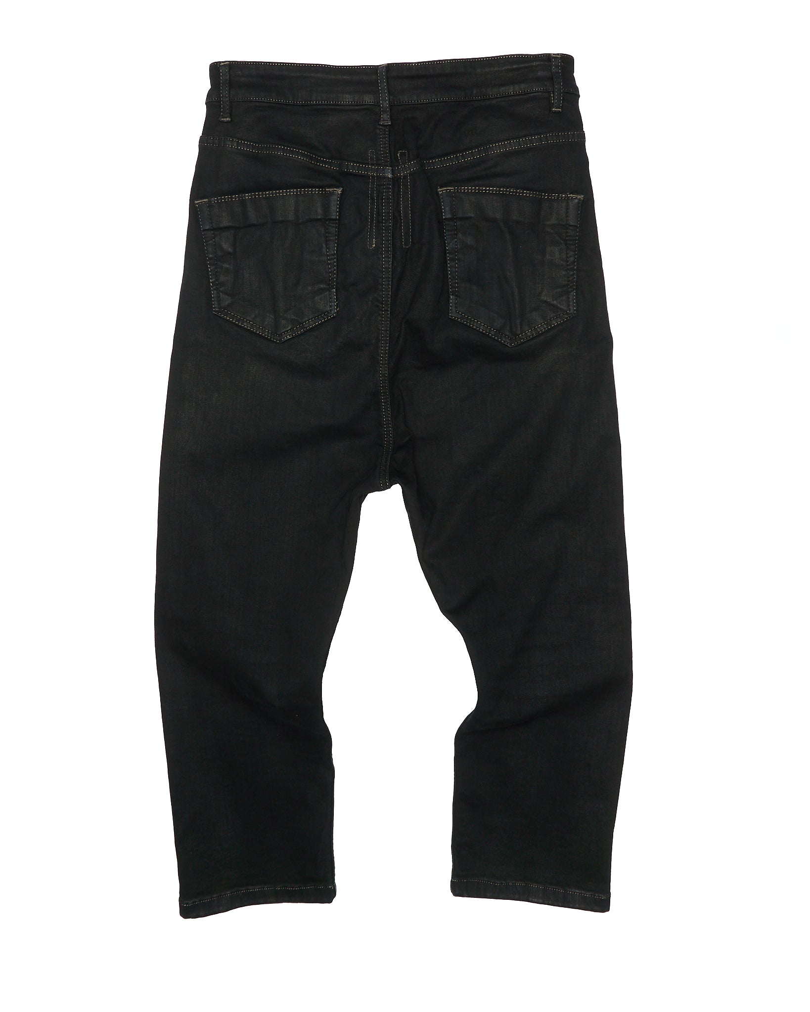 Rick Owens DRKSHDW Mid 2010s BLACK WAX 'Astaire Cropped' Stretch