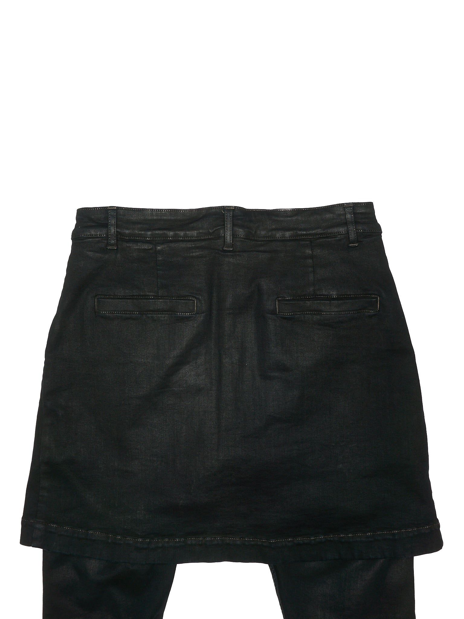 Rick Owens DRKSHDW AW16 "MASTODON" BLACK MATTE Waxed Gladiator Kilt Layer Denim