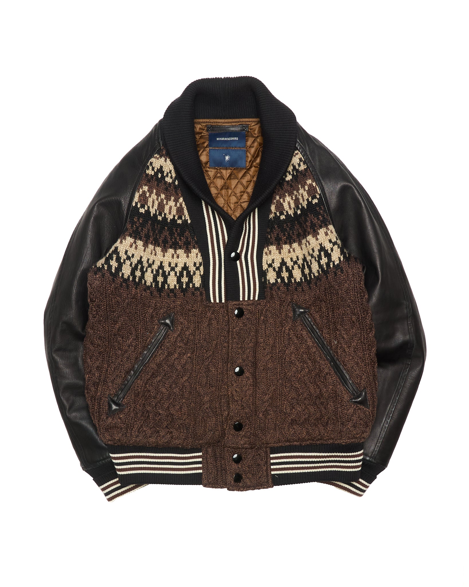 F/W08 Miharayasuhiro Mohair-Knit Leather Varsity Bomber Jacket