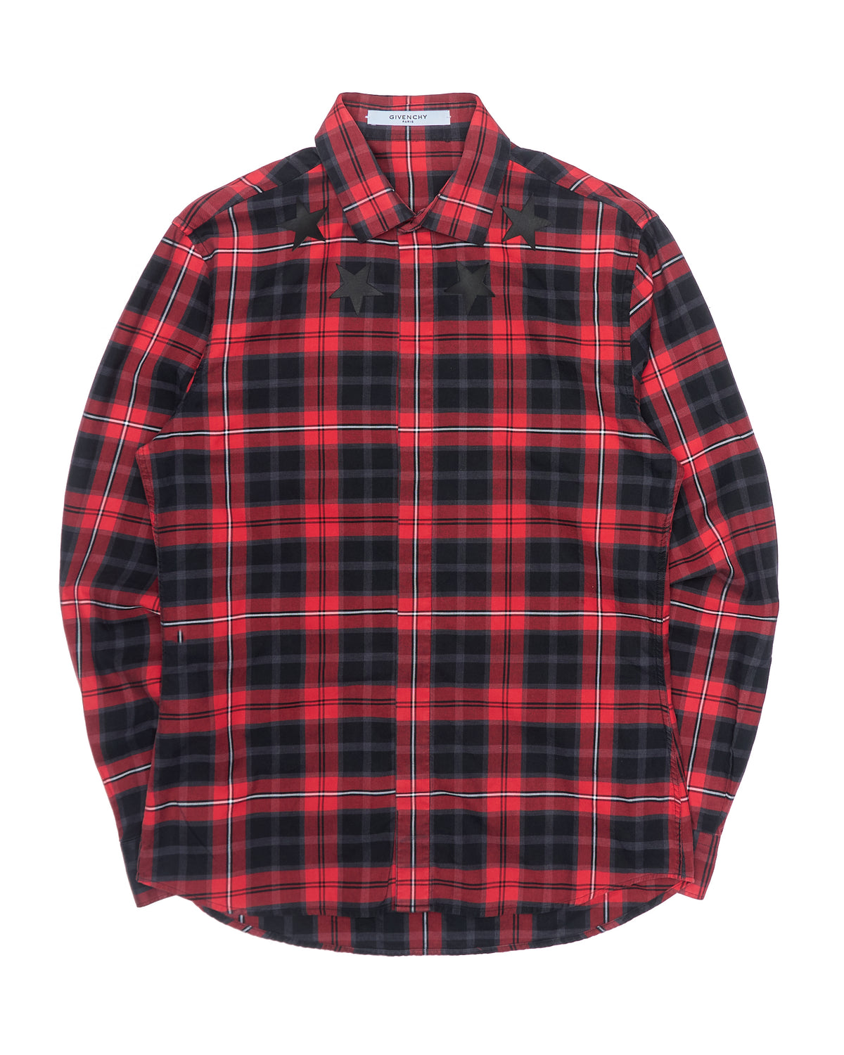 F/W15 Givenchy by Riccardo Tisci Red Star Plaid Shirt