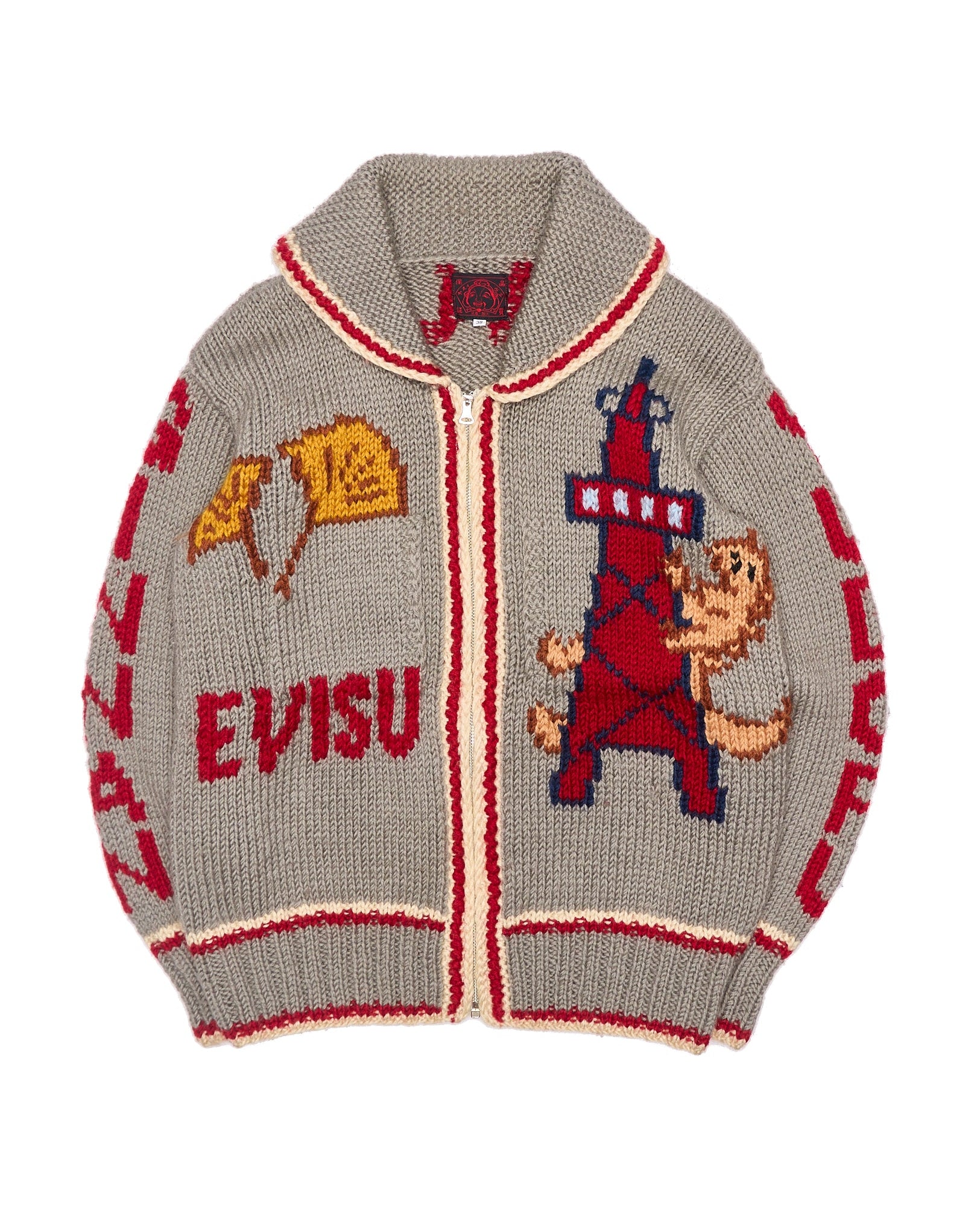 Early 00s EVISU “Goalla” Cowichan Sweater