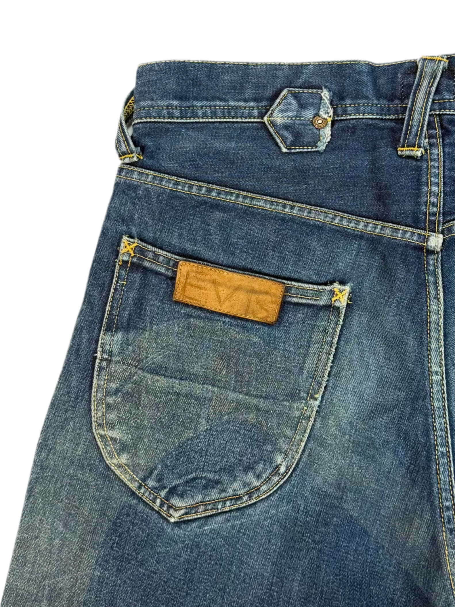 90s EVIS Hand-Paint Diakoku Crop Selvedge Jeans