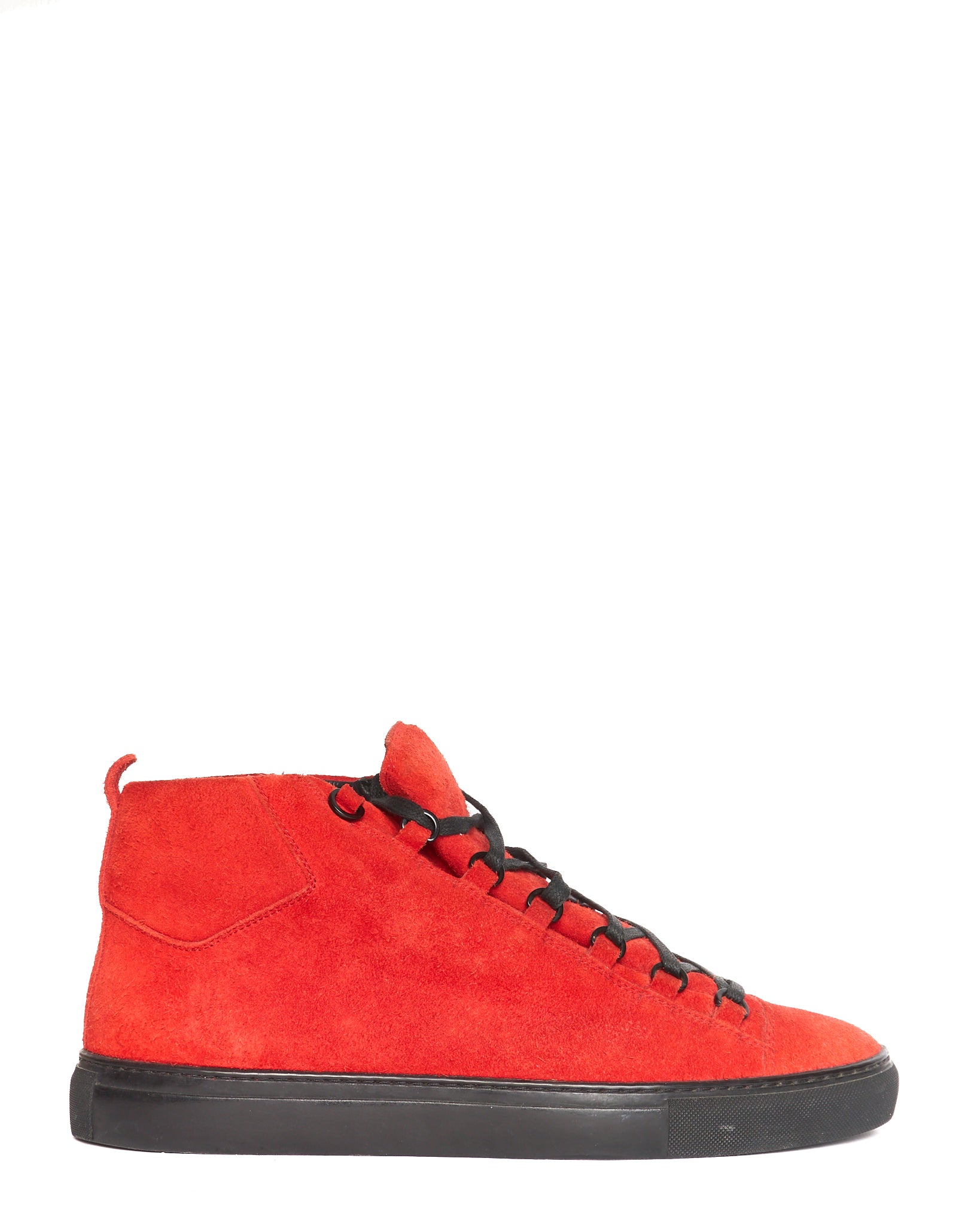Balenciaga Arena Red Suede Low-Top Sneakers