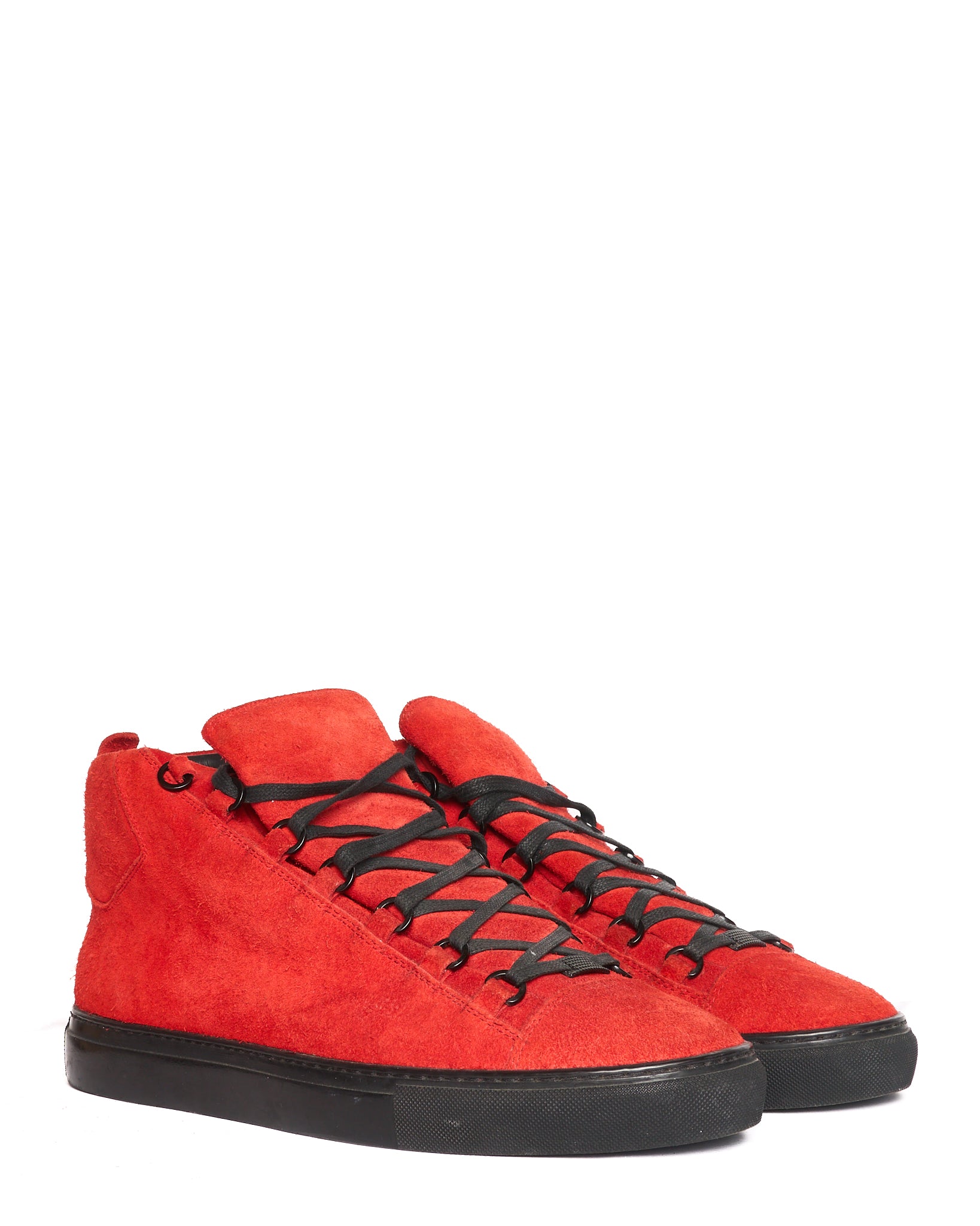 Balenciaga Arena Red Suede Low-Top Sneakers