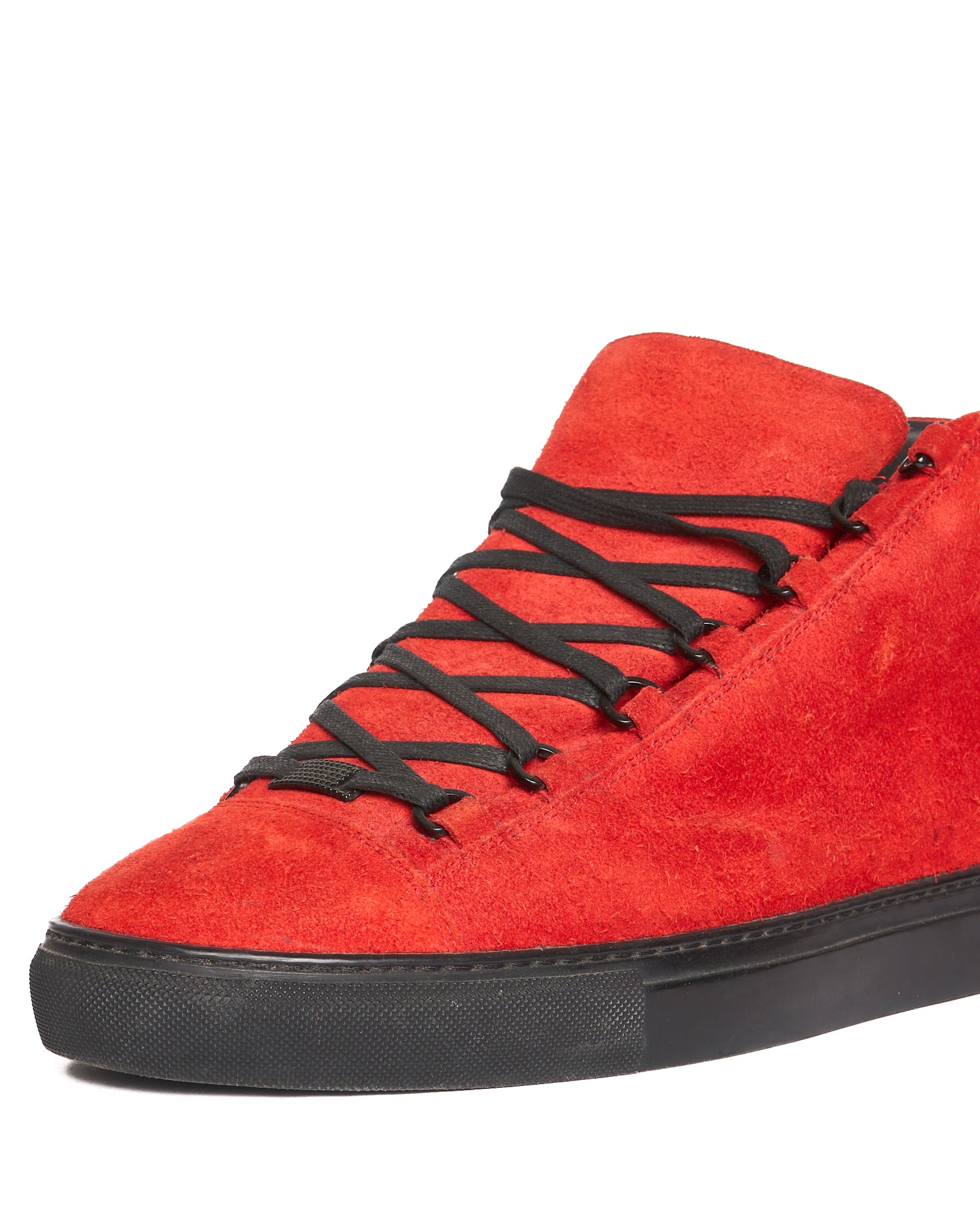 Balenciaga Arena Red Suede Low-Top Sneakers