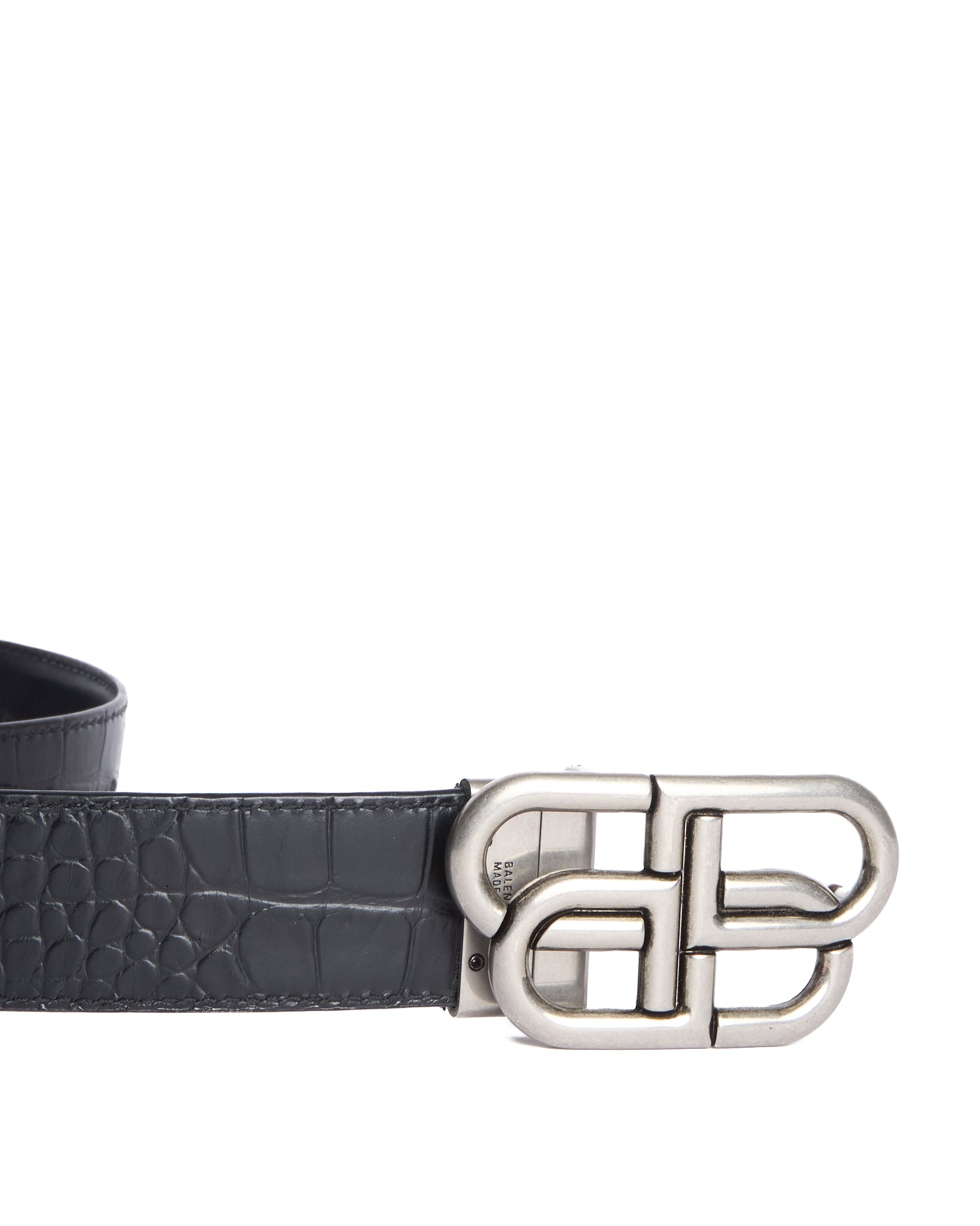 Balenciaga BB Croc-Effect Leather Belt